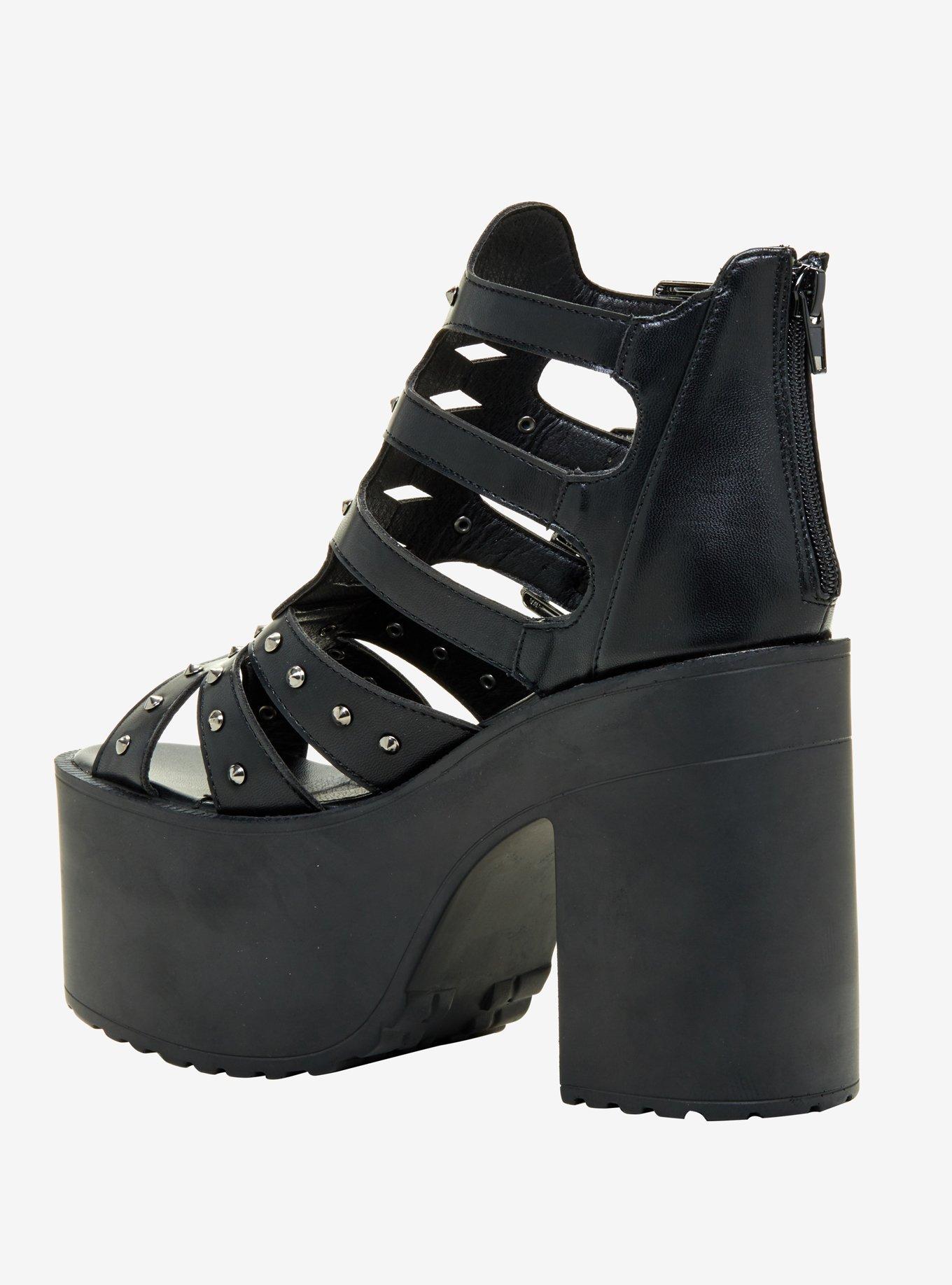 Gothic Buckle Strappy Platform Sandals, , alternate