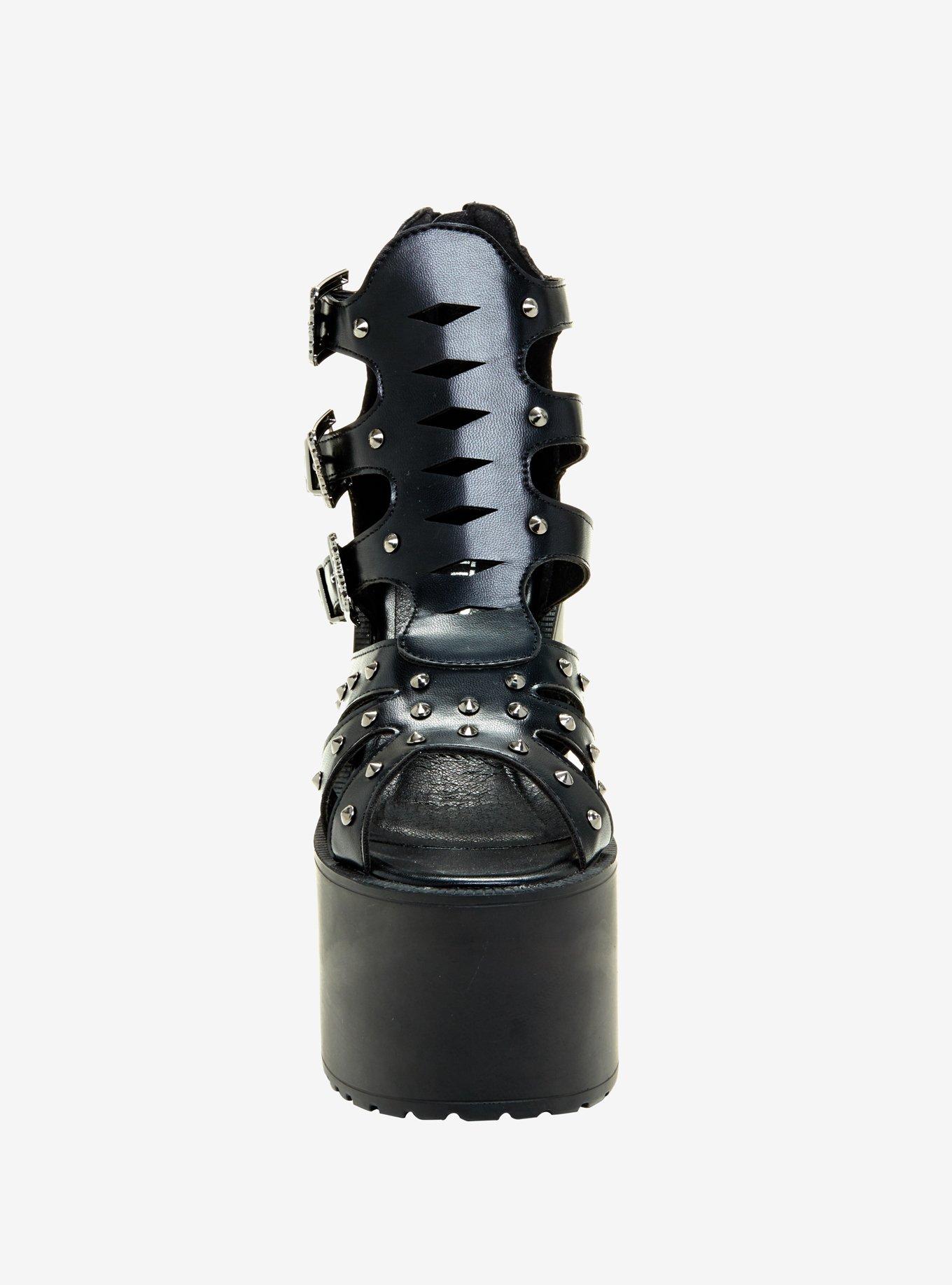 Gothic Buckle Strappy Platform Sandals, , alternate