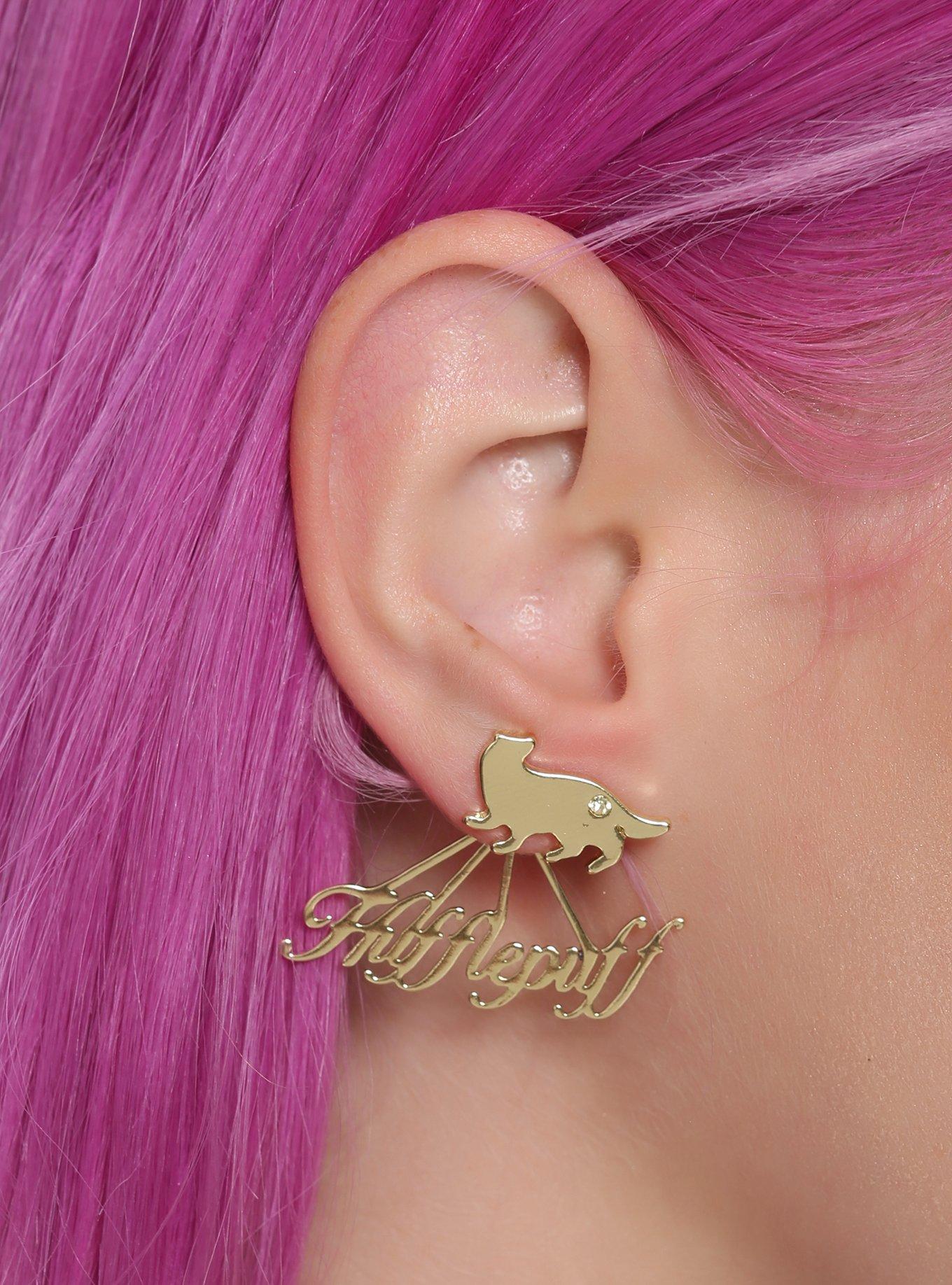 Harry Potter Hufflepuff Front/Back Stud Earrings, , alternate