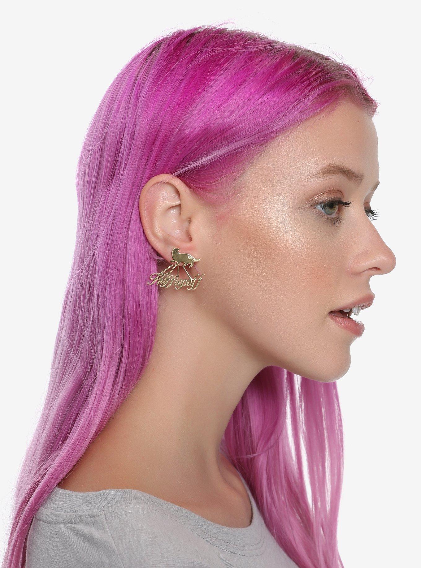 Harry Potter Hufflepuff Front/Back Stud Earrings, , alternate