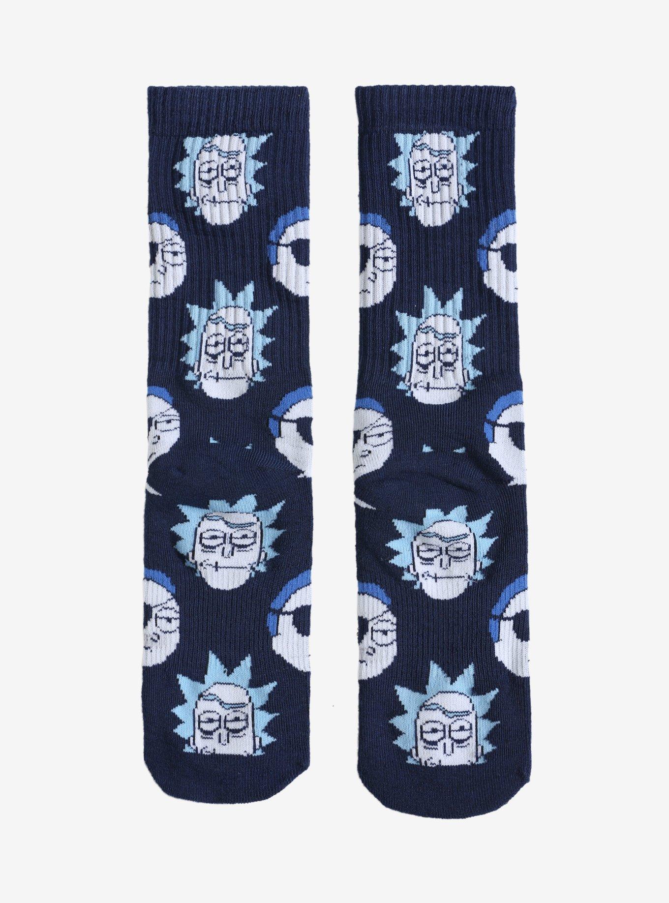 Rick And Morty Evil Blue Crew Socks, , alternate