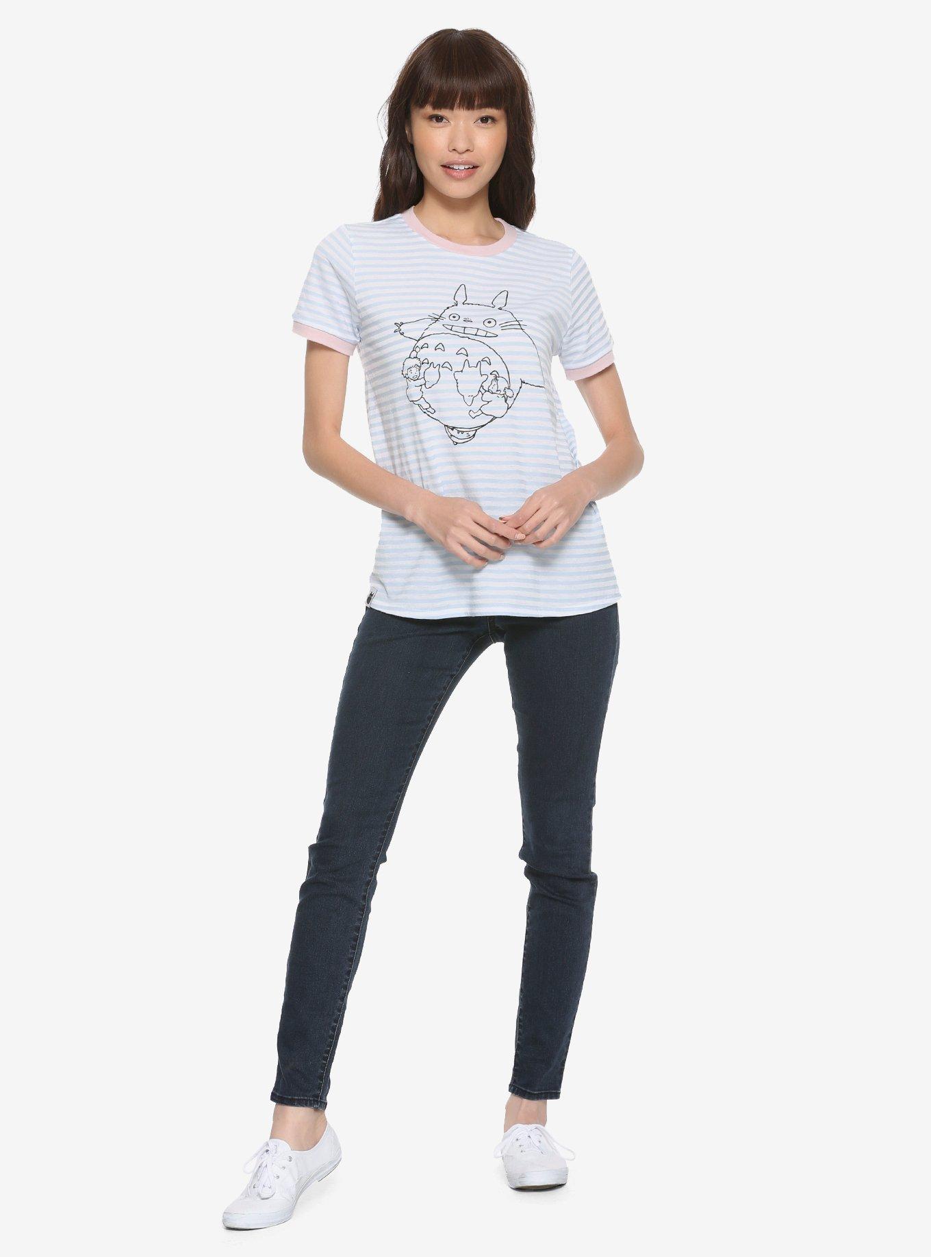 Her Universe Studio Ghibli My Neighbor Totoro 30th Anniversary Striped Girls Ringer T-Shirt, PINK, alternate