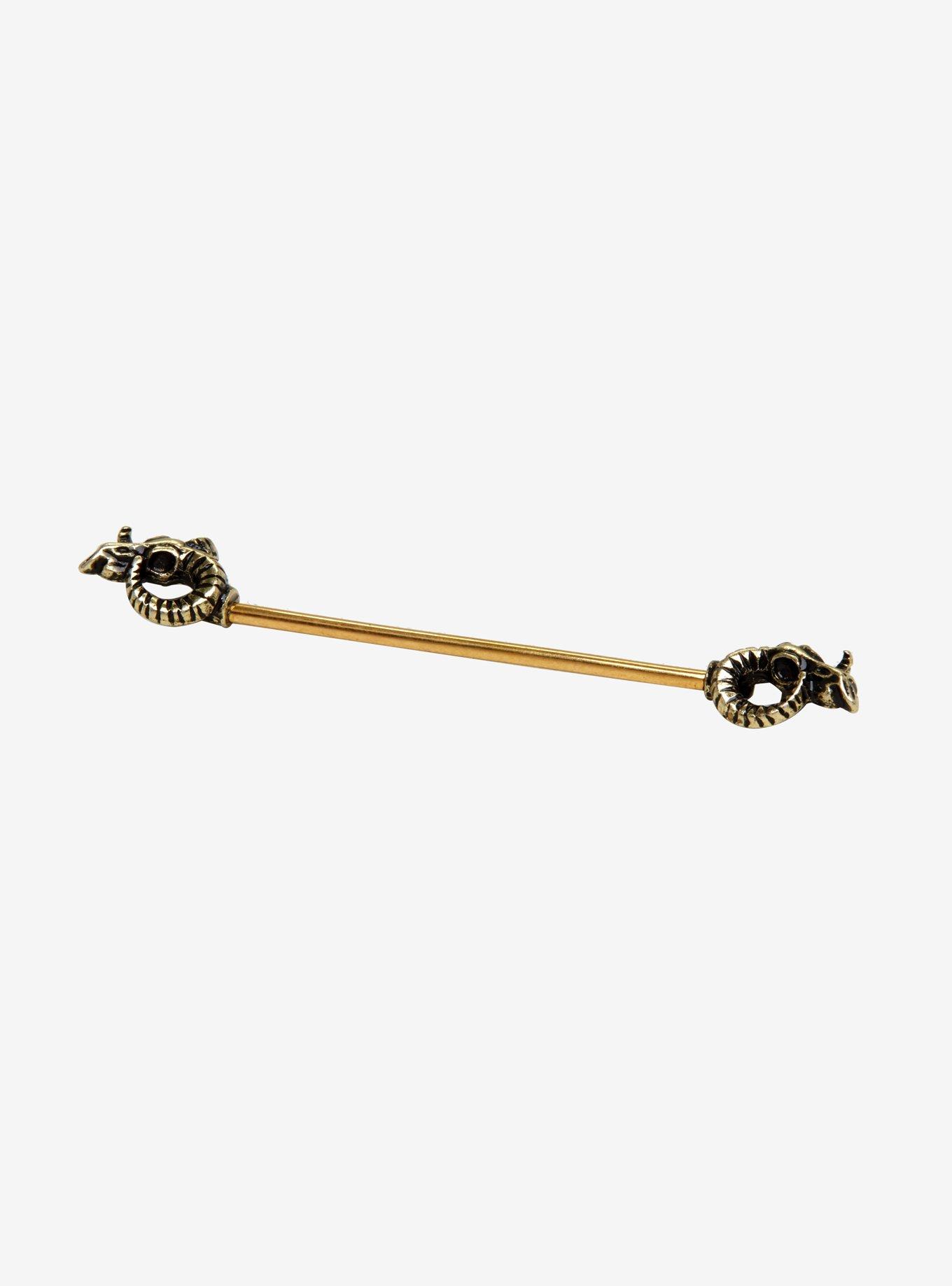 14G Steel Goat Skulls Industrial Barbell, , alternate