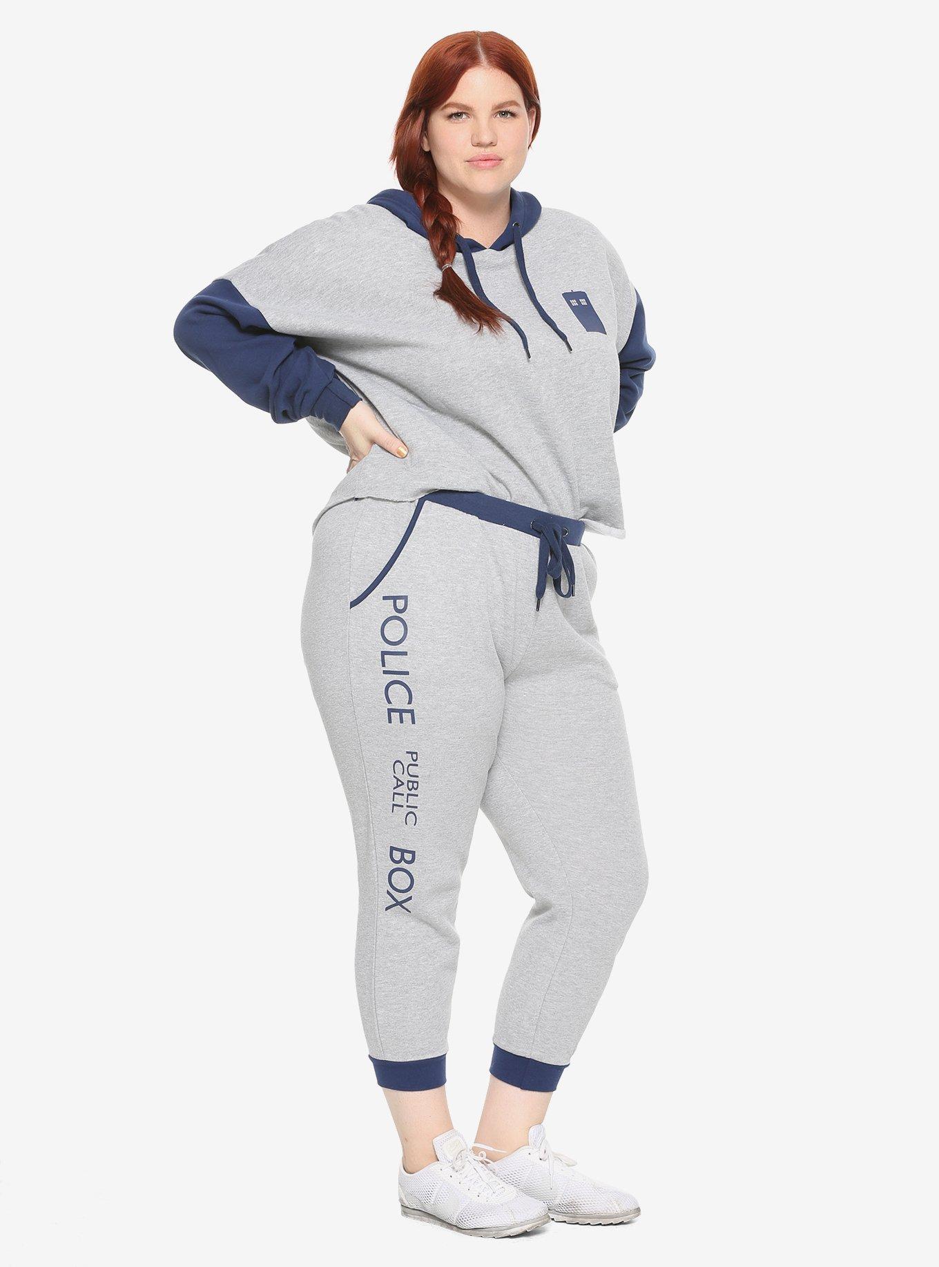 Her Universe Doctor Who Police Call Box Girls Jogger Pants Plus Size, GREY, alternate - view 2