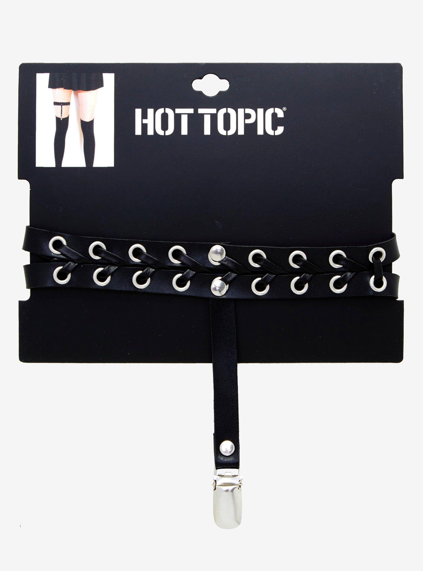 Black Laced Garter Leg Belt, , alternate