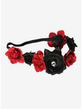 Blackheart Flower & Skull Headband, , alternate