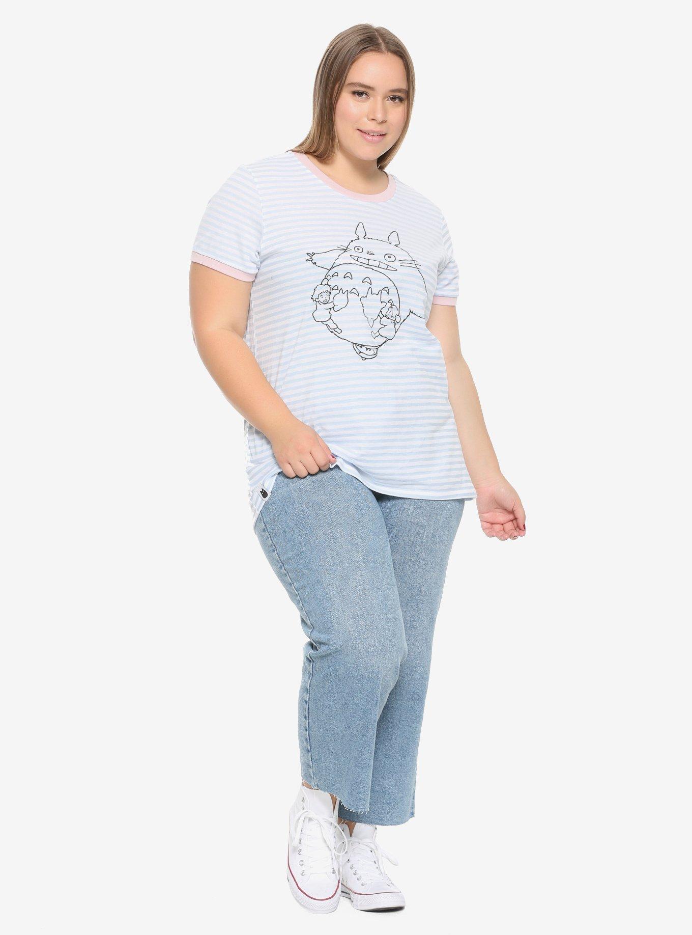 Studio Ghibli My Neighbor Totoro 30th Anniversary Striped Ringer T-Shirt Plus Size, , alternate