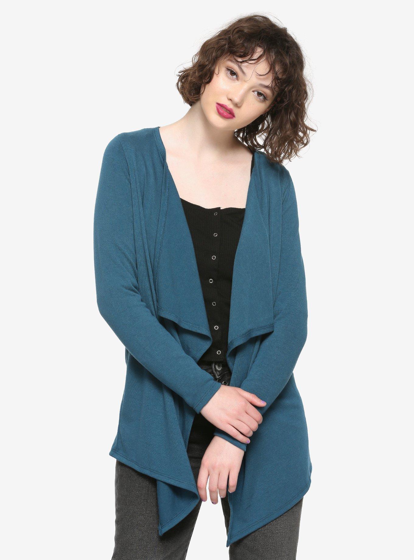 Her Universe Studio Ghibli Sprited Away Haku Crochet Back Girls Cardigan, TEAL, alternate