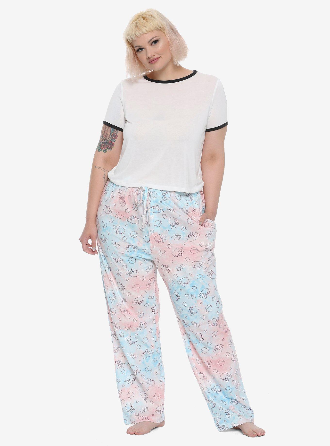 Pusheen Pastel Tie Dye Space Pusheenicorn Girls Pajama Pants Plus Size, , alternate