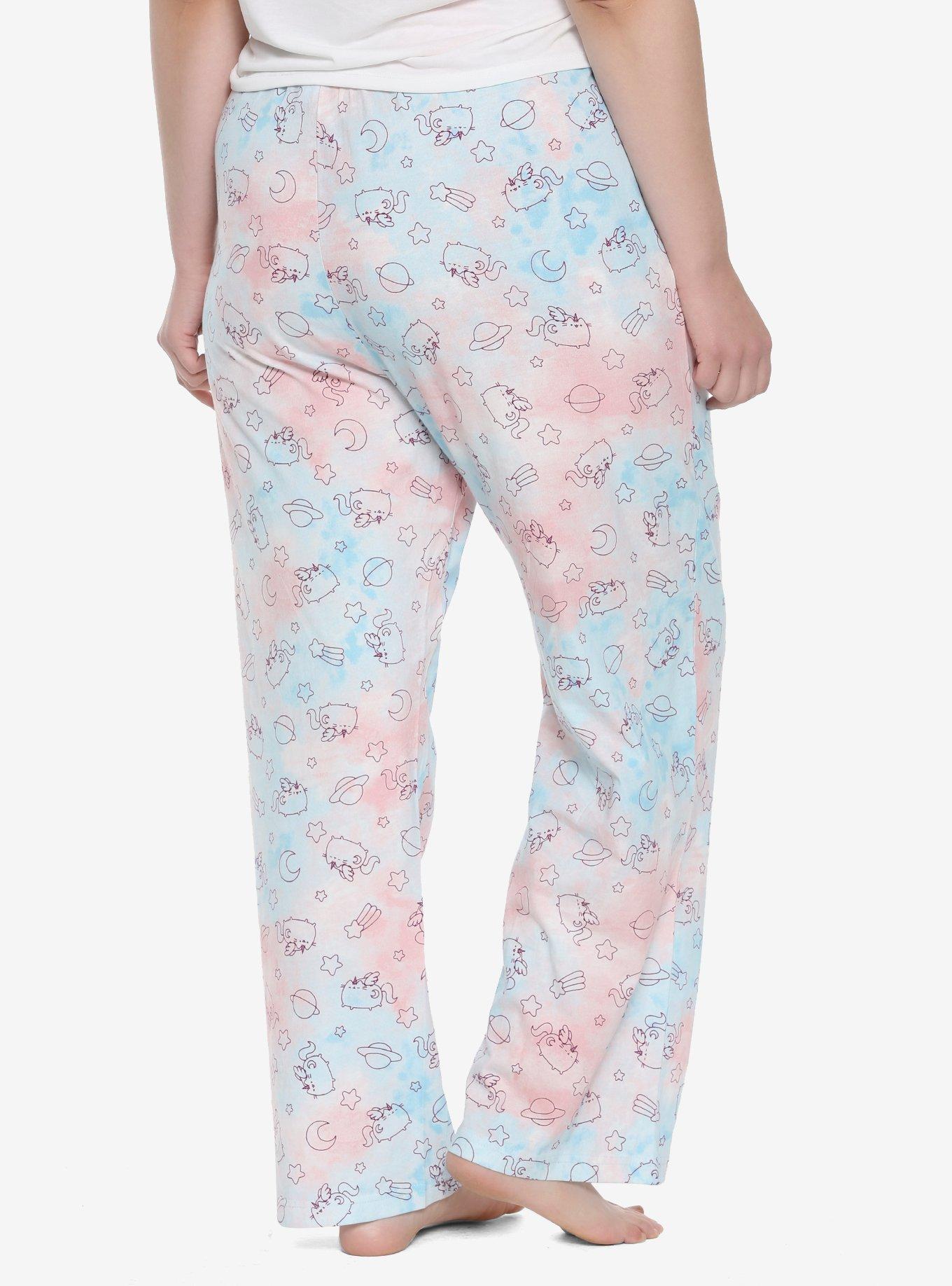 Pusheen Pastel Tie Dye Space Pusheenicorn Girls Pajama Pants Plus Size, , alternate