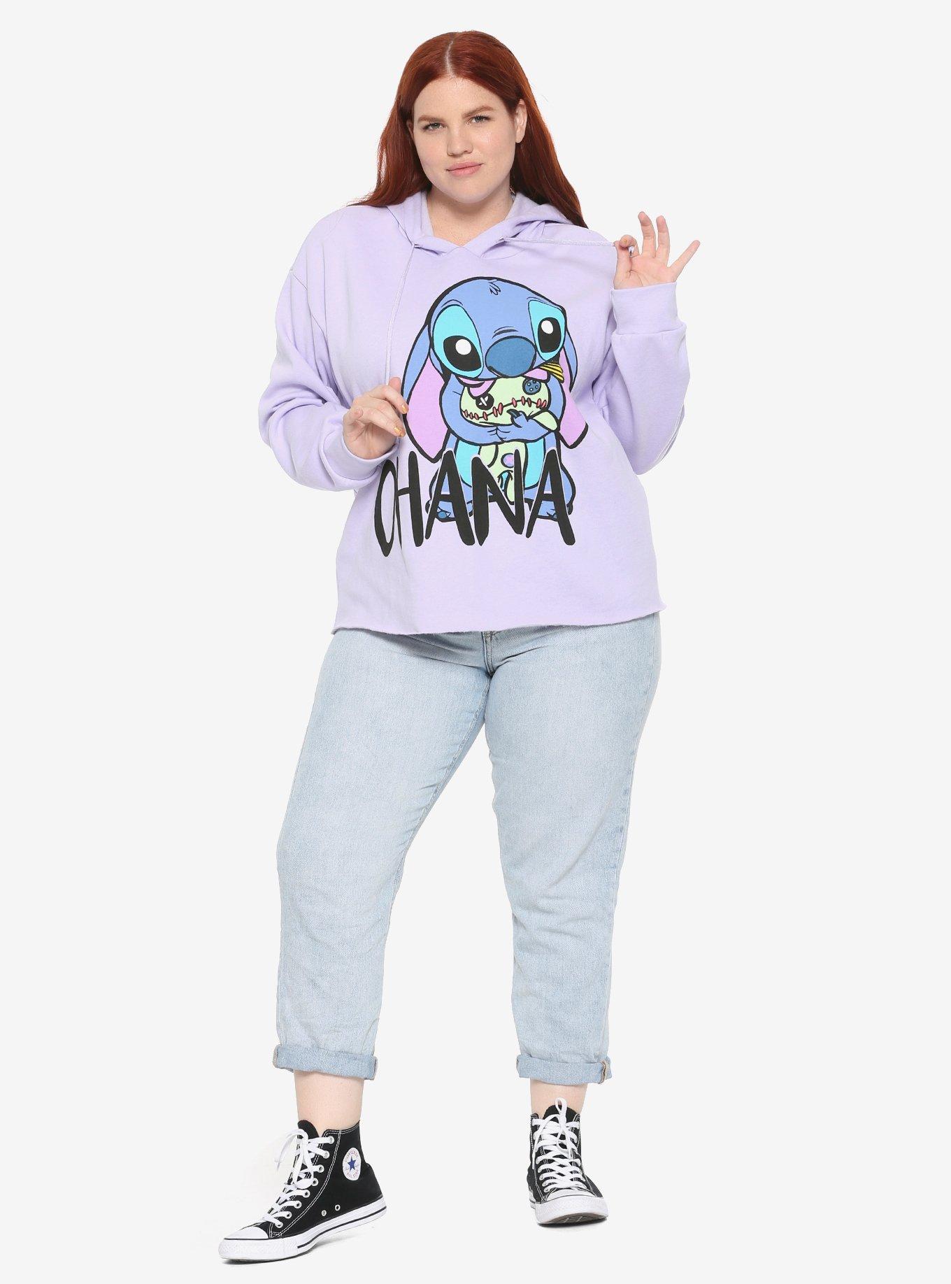 Disney Lilo & Stitch Ohana Girls Crop Hoodie Plus Size, LAVENDER, alternate