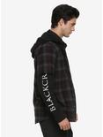 BlackCraft Red & Grey Plaid & Fleece Sleeves Hooded Woven Button-Up, , alternate