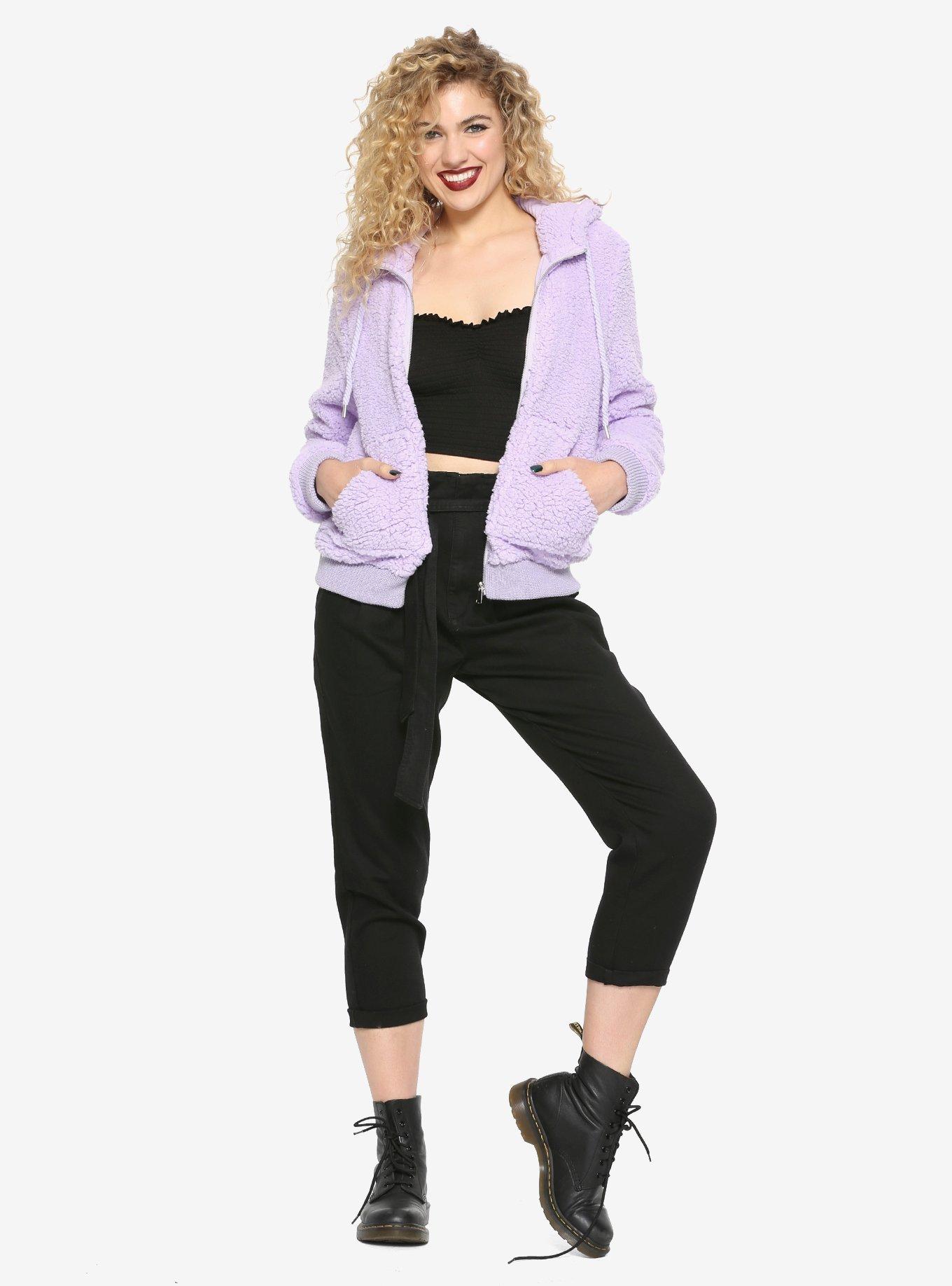 Lavender Fuzzy Girls Hoodie, , alternate