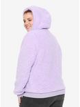 Lavender Fuzzy Girls Hoodie Plus Size, , alternate