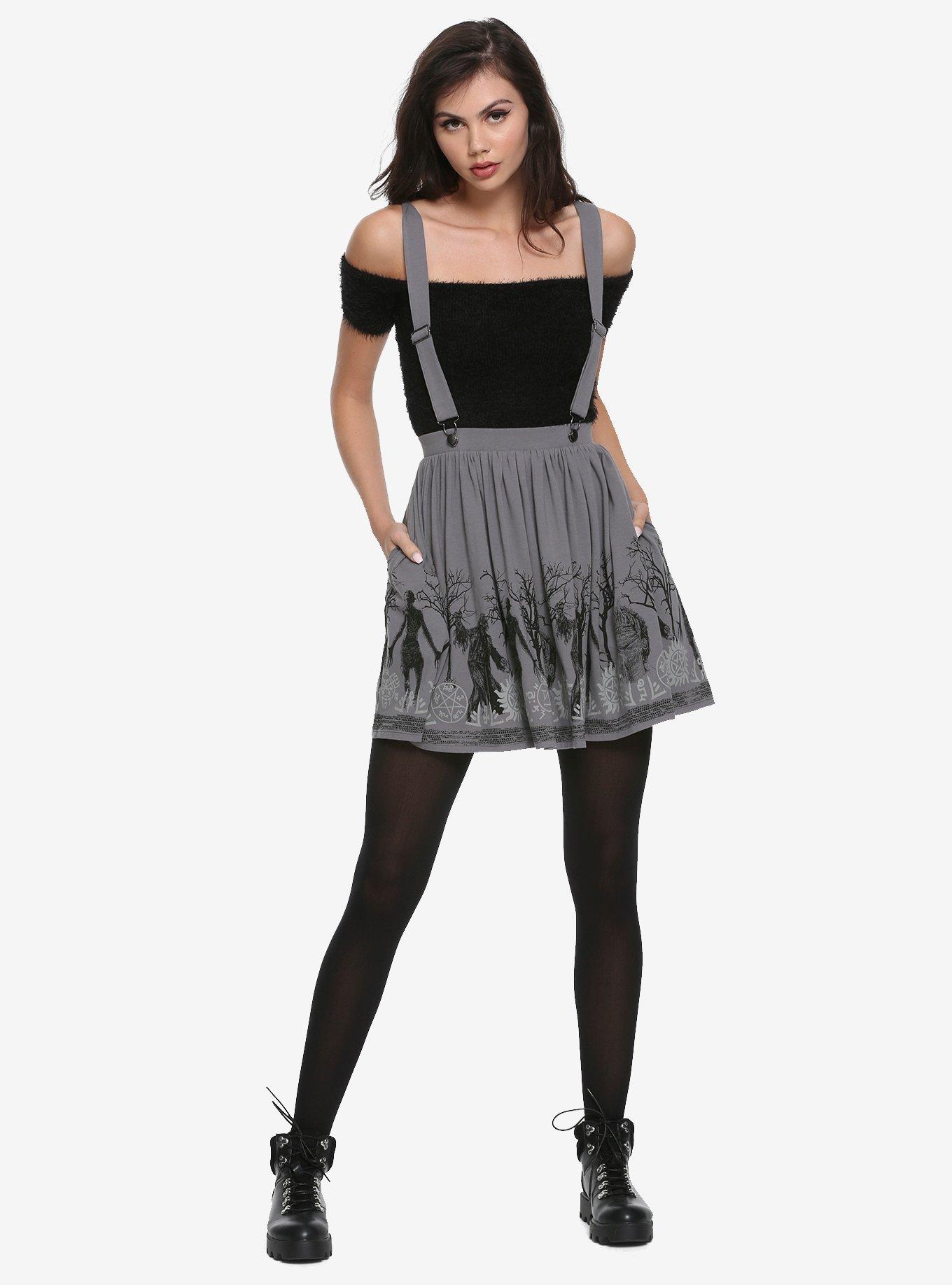 Supernatural Monsters Suspender Skirt Hot Topic Exclusive, , alternate