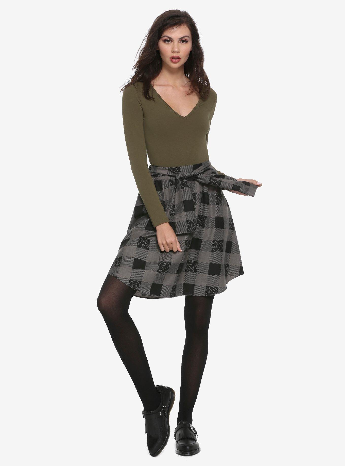 Supernatural Pentagram Plaid Skirt Hot Topic Exclusive, , alternate