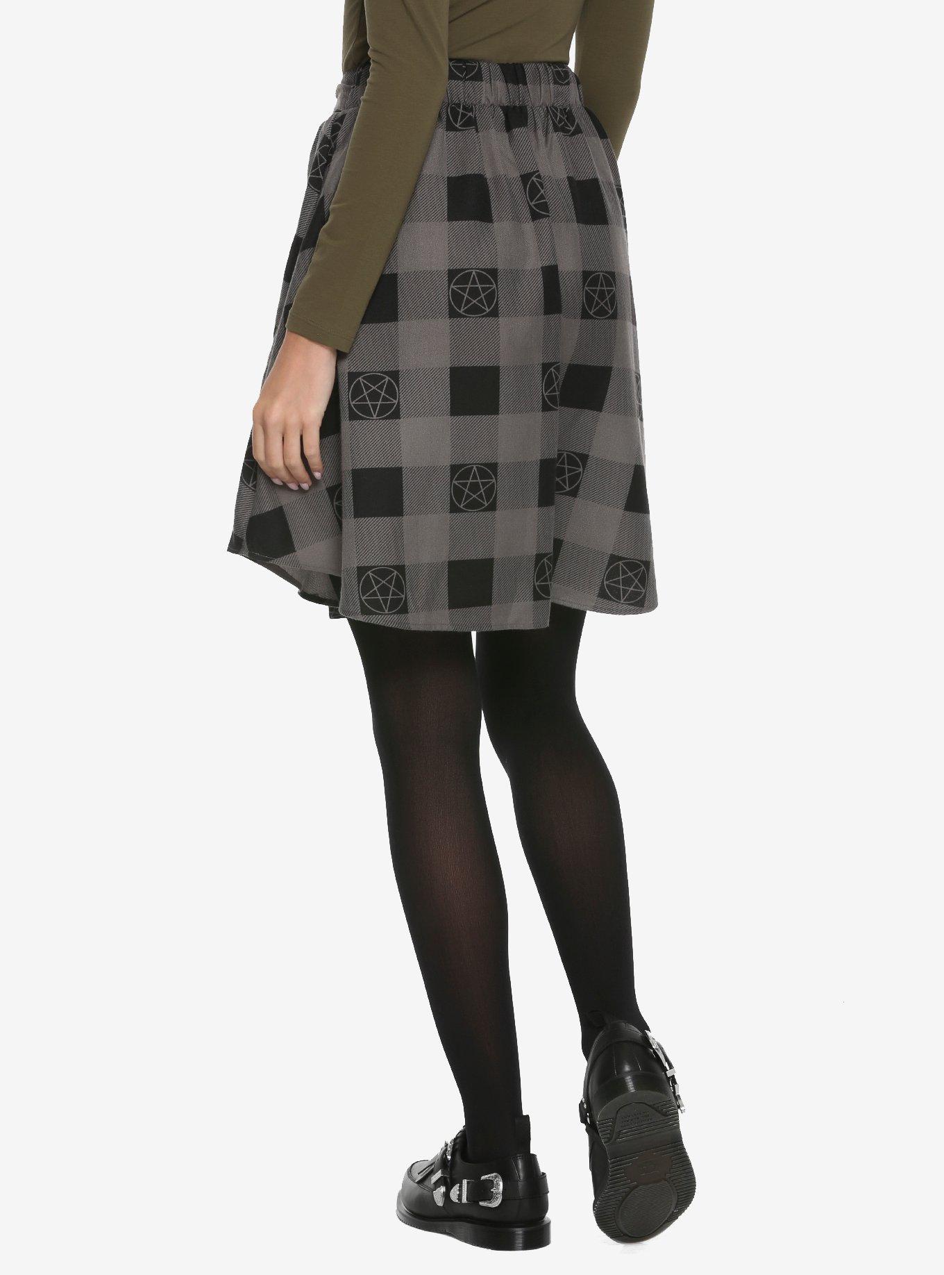 Supernatural Pentagram Plaid Skirt Hot Topic Exclusive, , alternate