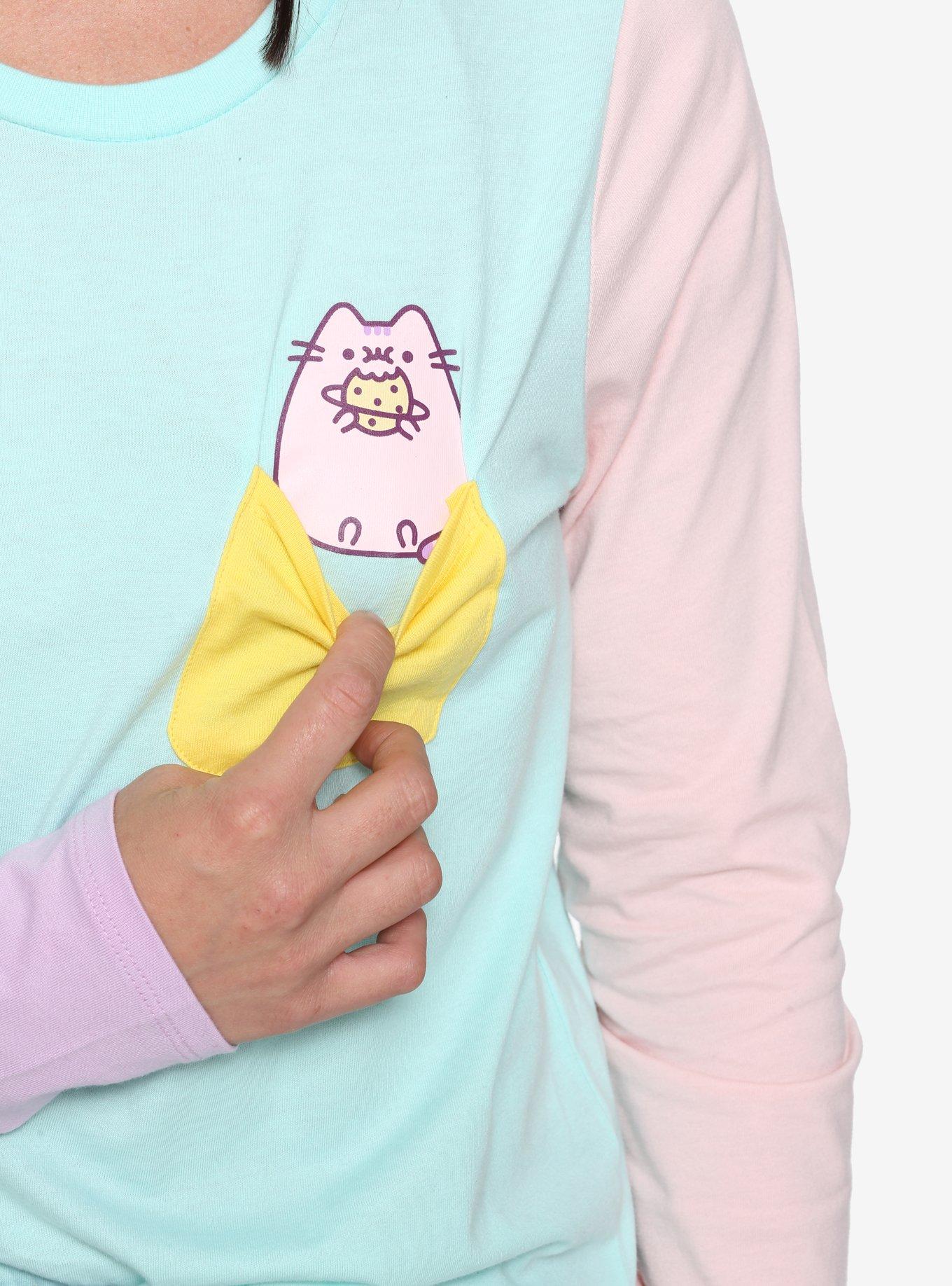 Pusheen Color Block Long-Sleeve Girls T-Shirt, , alternate