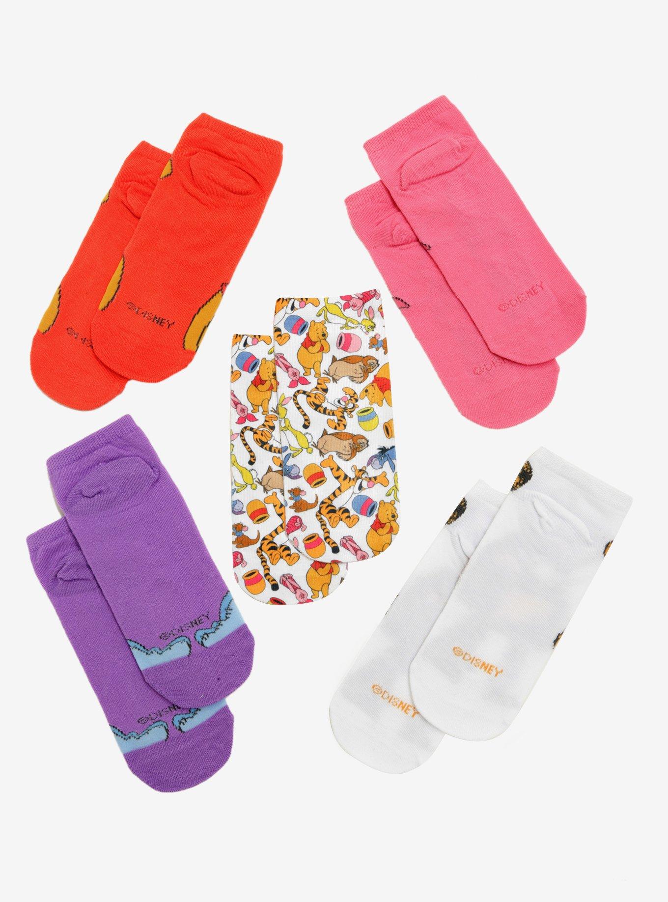 Disney Winnie The Pooh Character Allover Print No-Show Socks, , alternate