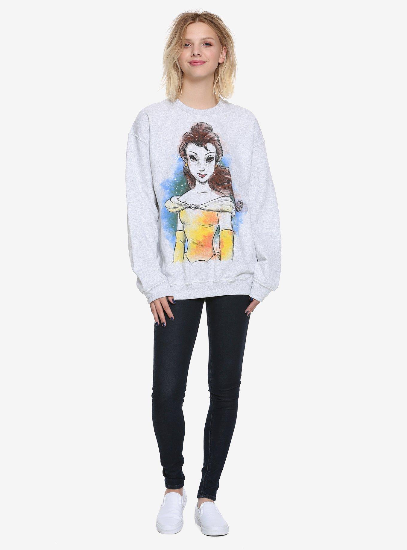 Disney Beauty And The Beast Belle Sketch Girls Sweatshirt, GREY, alternate