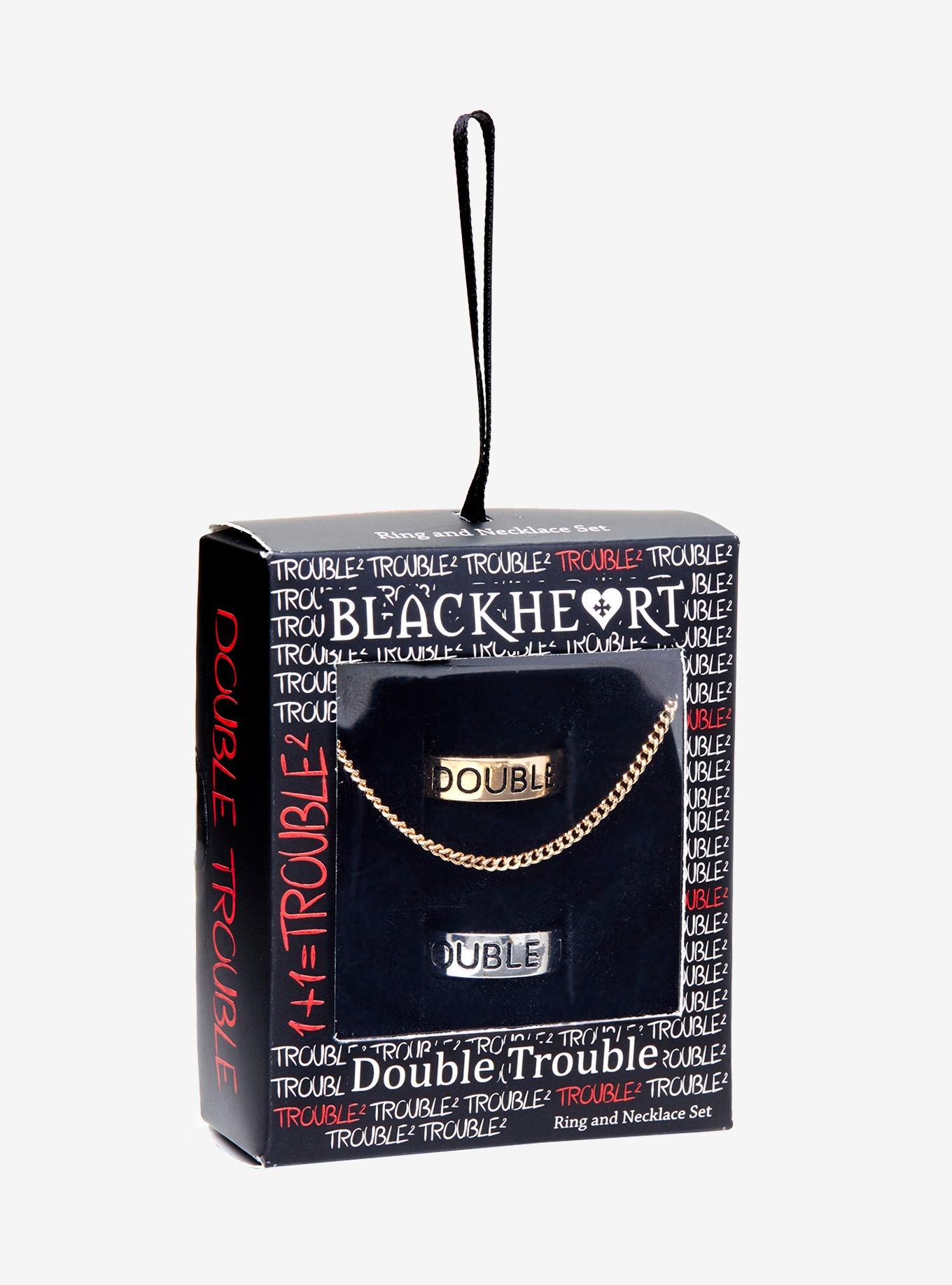 Blackheart Double Trouble Ring Necklace Set, , alternate
