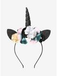 Caticorn Rose Floral Glitter Caticorn Cat Ear Headband, , alternate