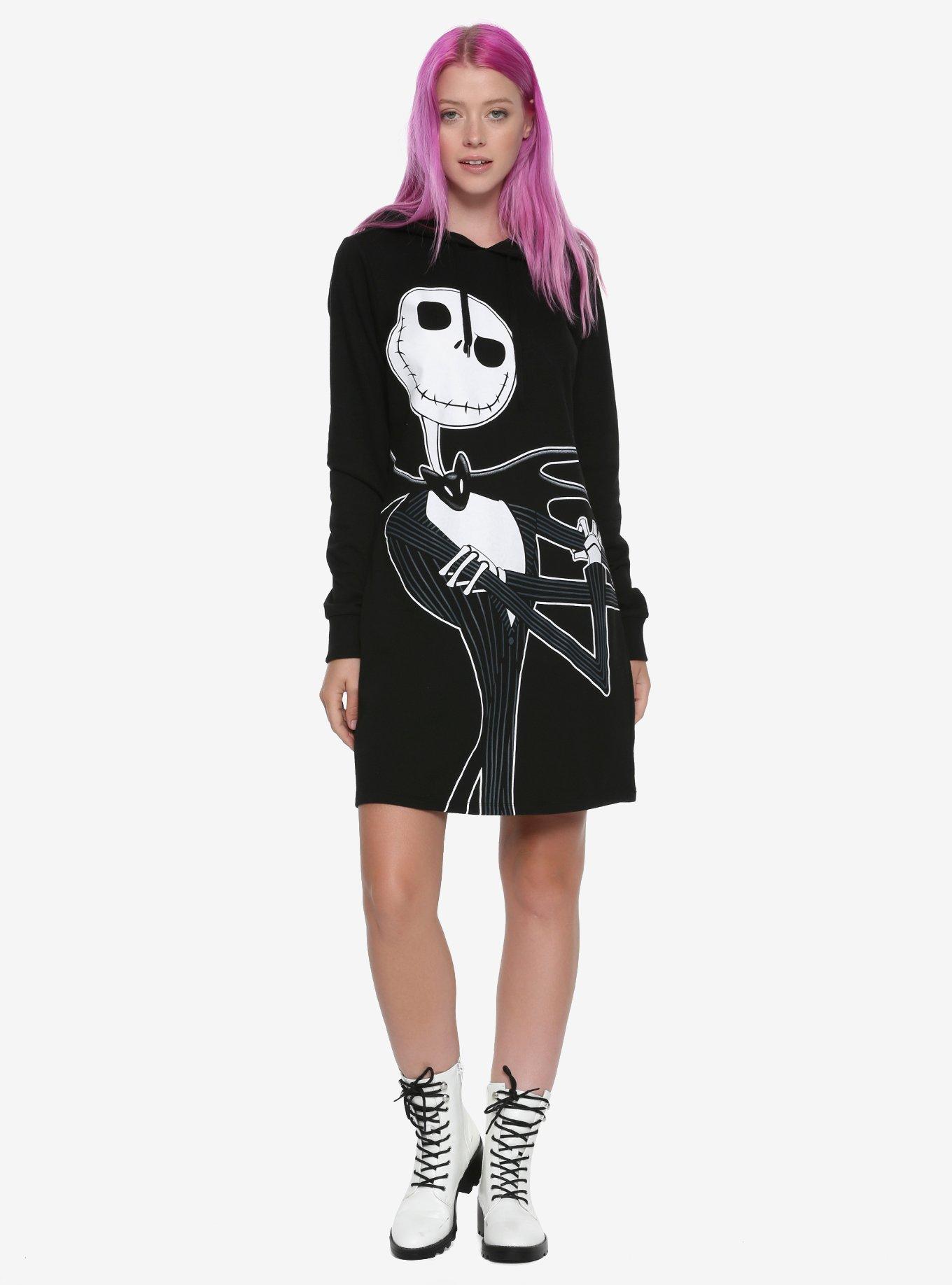 The Nightmare Before Christmas Jack Skellington Hoodie Dress, WHITE, alternate