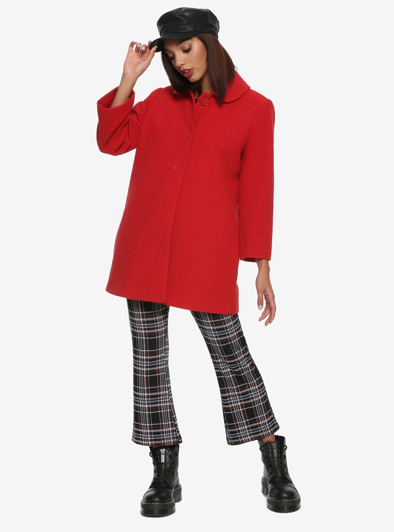 Red Button Retro Coat, , alternate