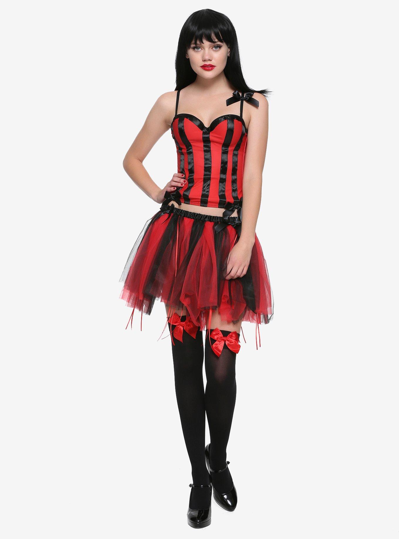 Red & Black Satin Ribbon Bustier, , alternate