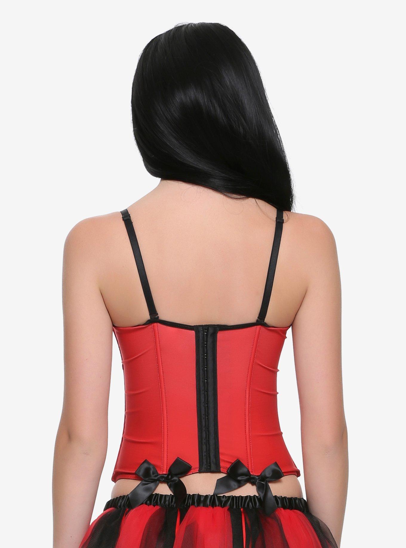 Red & Black Satin Ribbon Bustier, , alternate