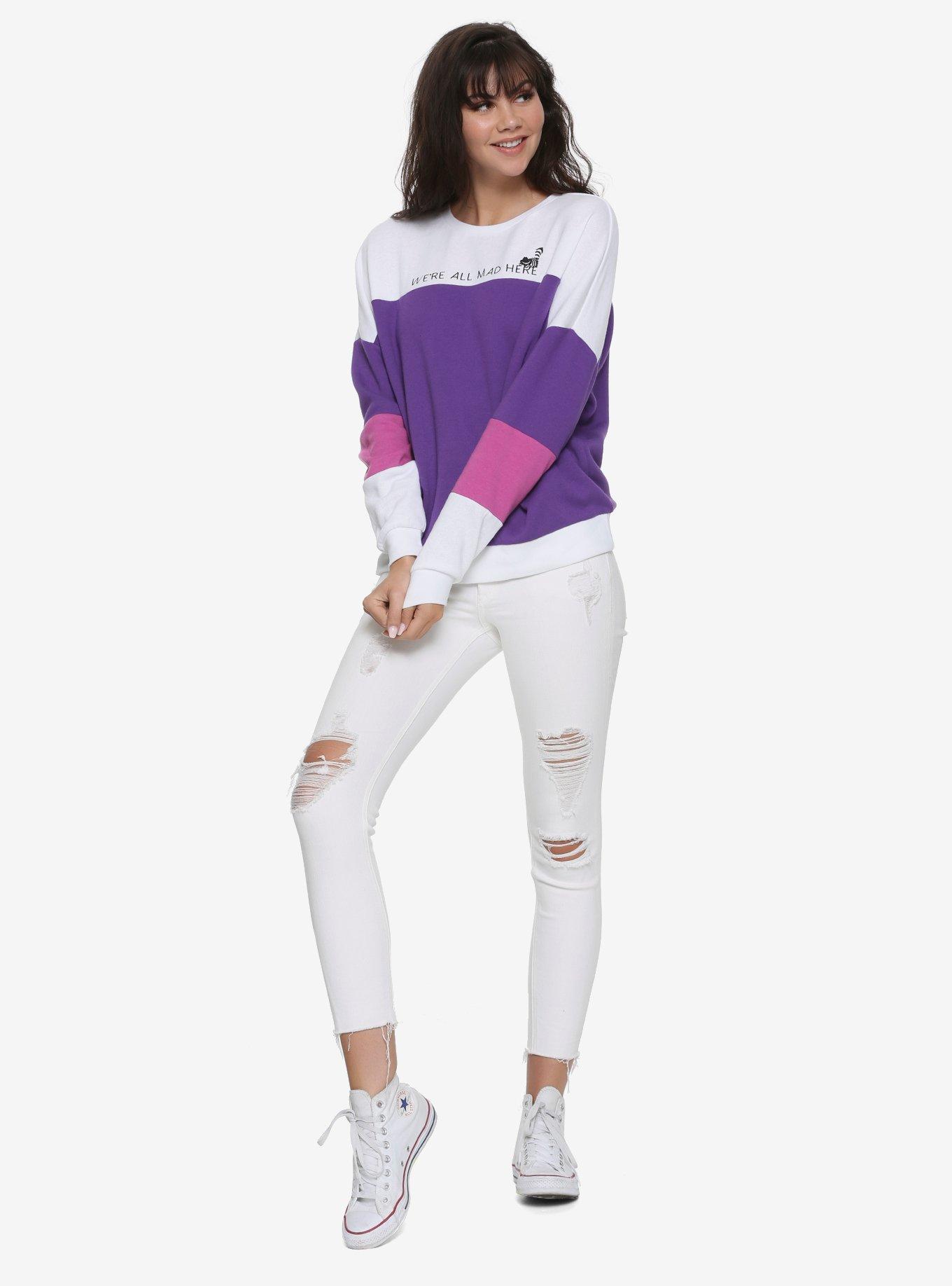 Disney Alice In Wonderland Cheshire Cat Color-Block Sweater, , alternate