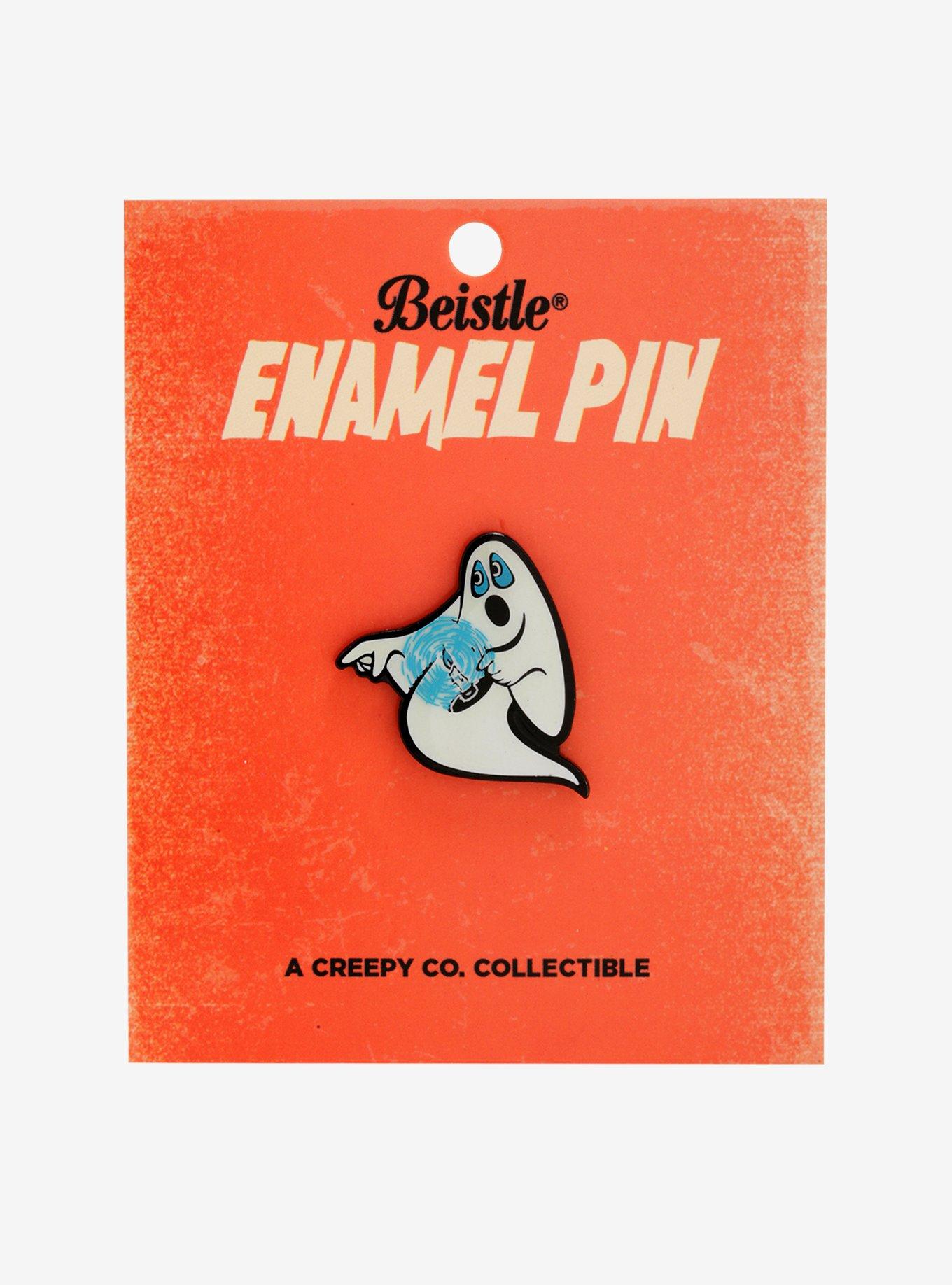 Beistle Candle Ghost Enamel Pin, , alternate