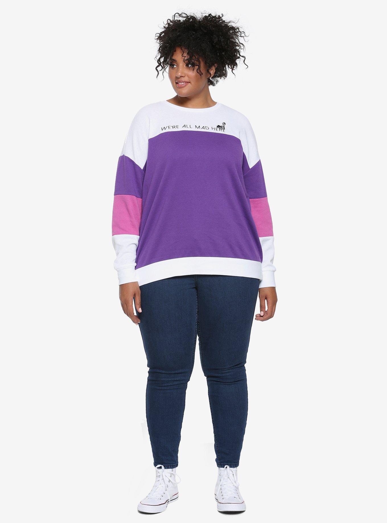 Disney Alice In Wonderland Cheshire Cat Color-Block Sweater Plus Size, , alternate