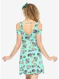 Disney Lilo & Stitch Mint Tropical Flowers Cold Shoulder Dress, MINT GREEN, alternate