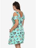 Disney Lilo & Stitch Mint Tropical Flowers Cold Shoulder Dress Plus Size, , alternate