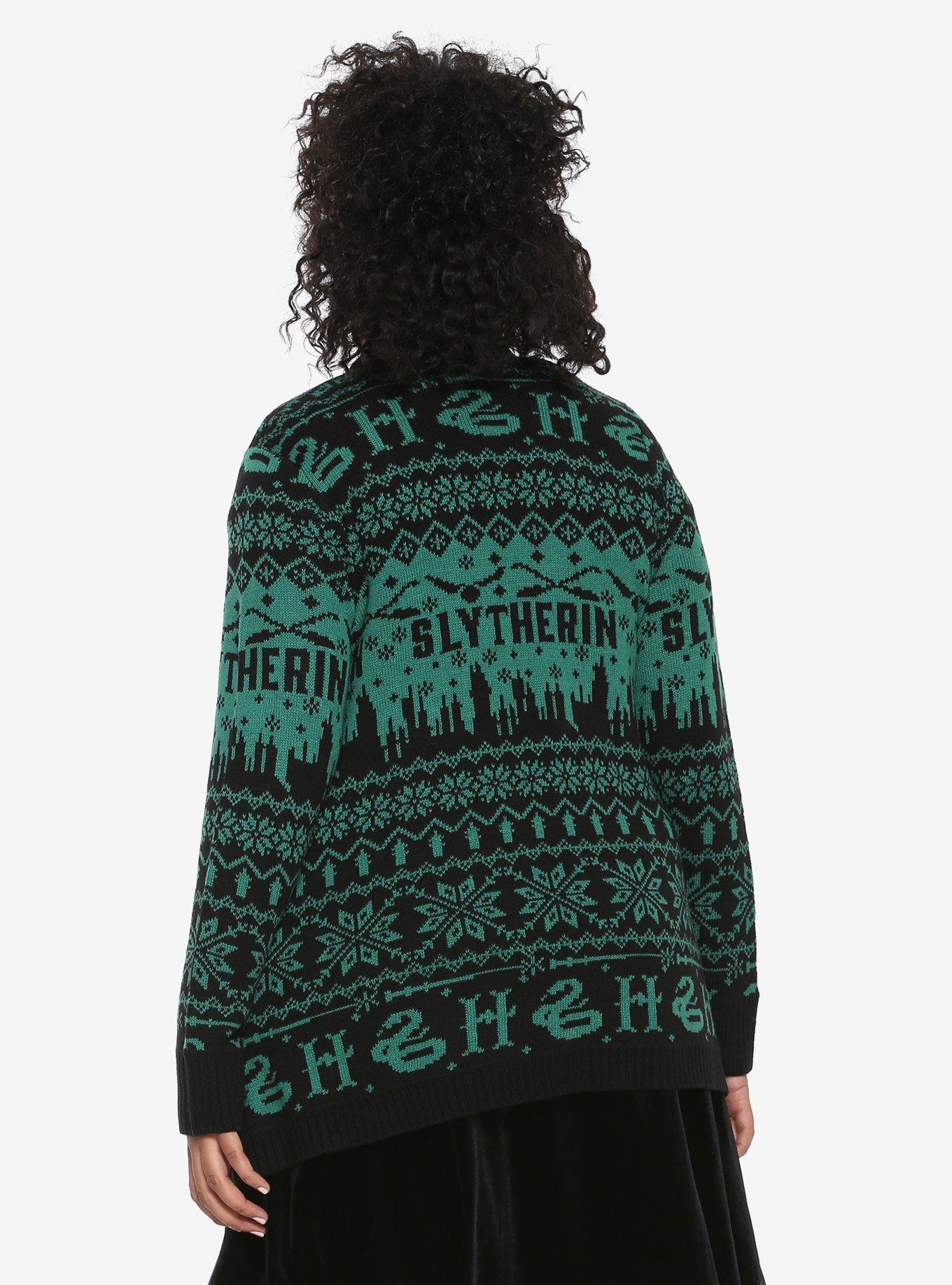 Harry Potter Slytherin Fair Isle Girls Flyaway Cardigan Plus Size, , alternate