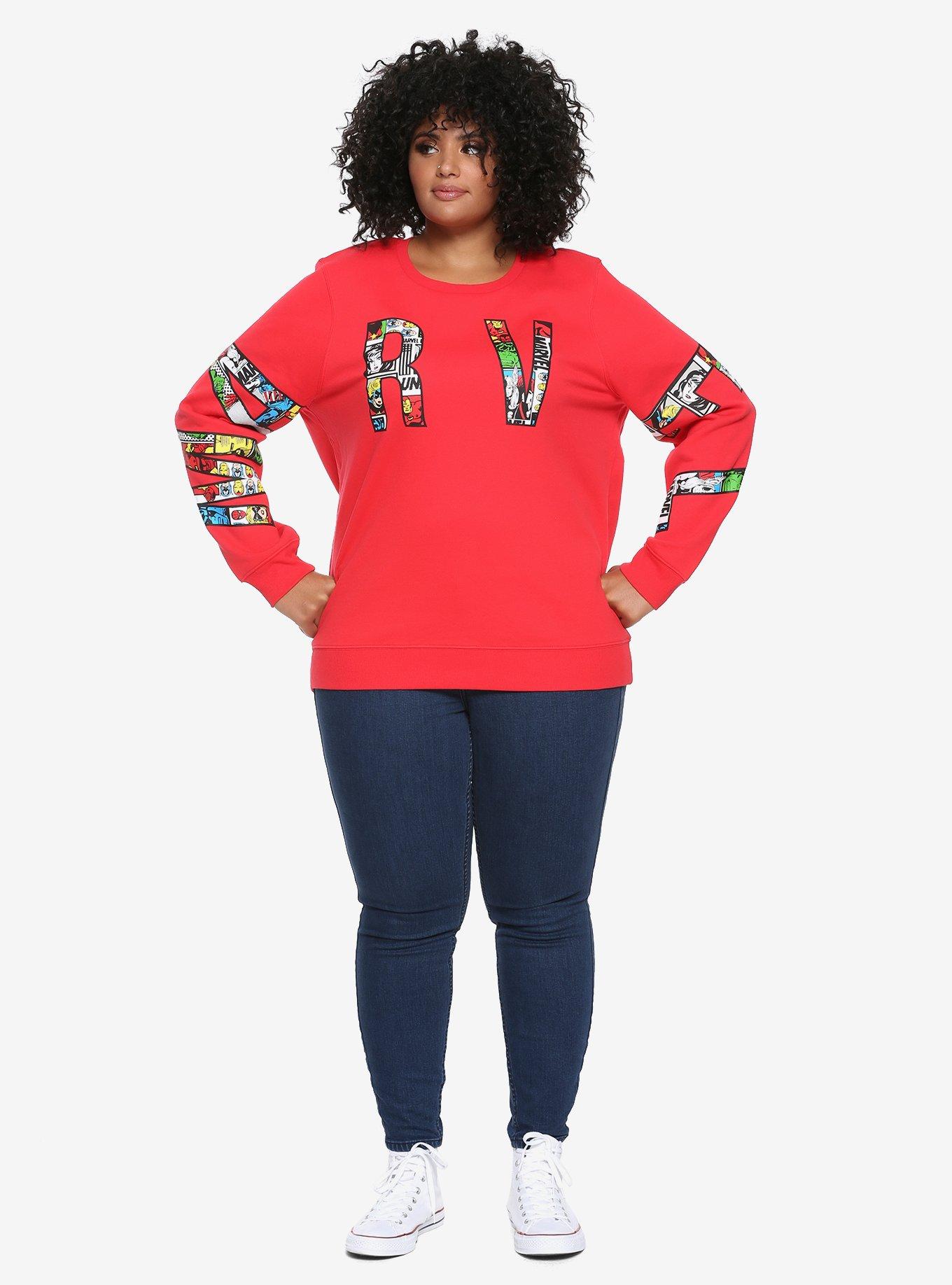 Marvel Comic Fill Girls Sweatshirt Plus Size, RED, alternate