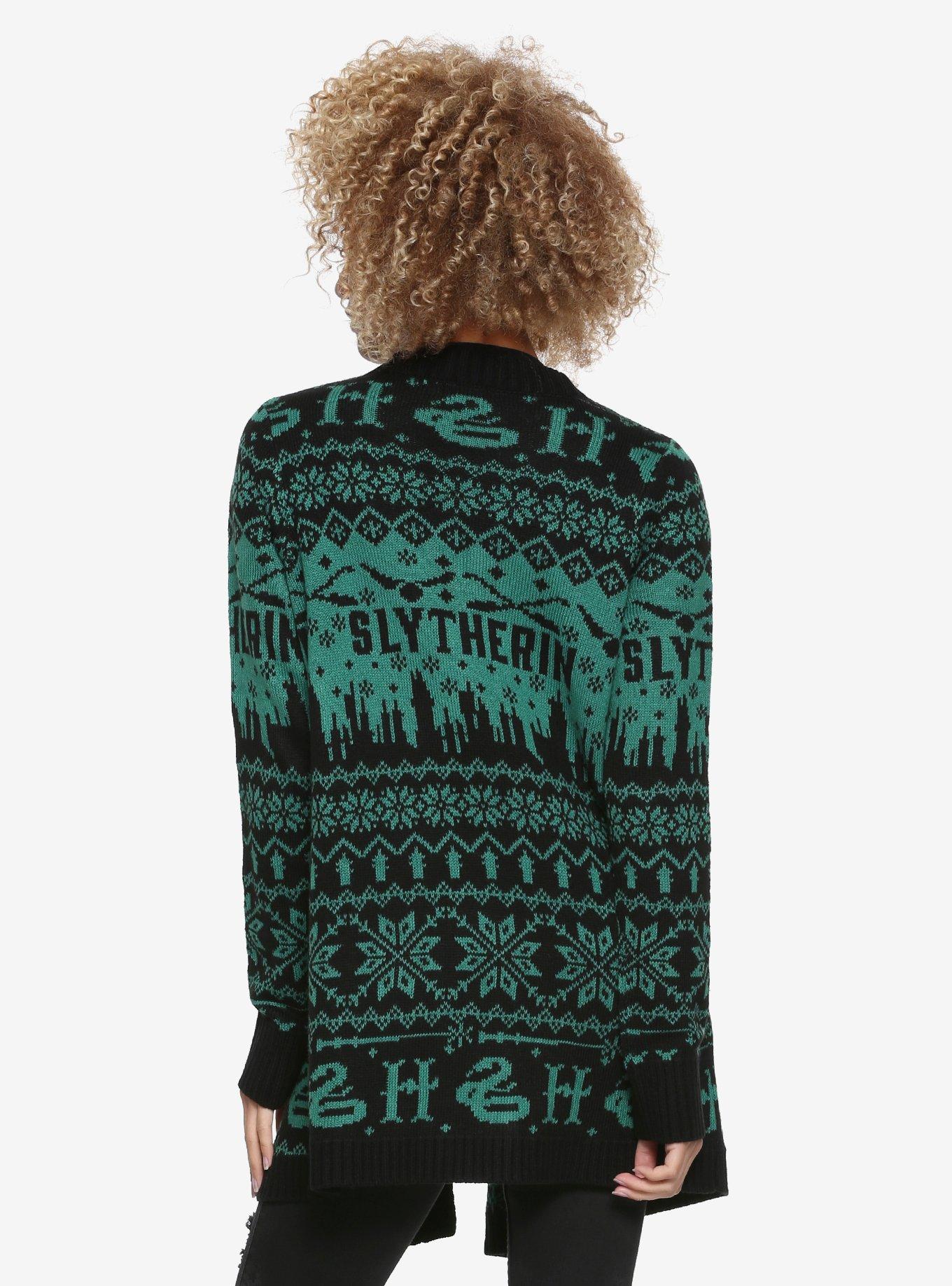 Harry Potter Slytherin Fair Isle Girls Flyaway Cardigan, , alternate