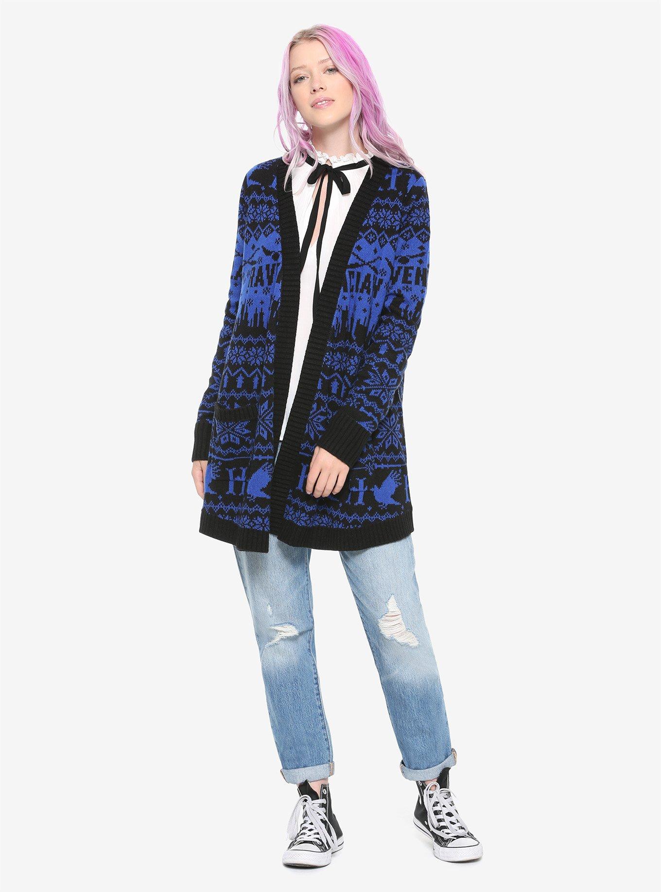 Harry Potter Ravenclaw Fair Isle Girls Flyaway Cardigan, , alternate