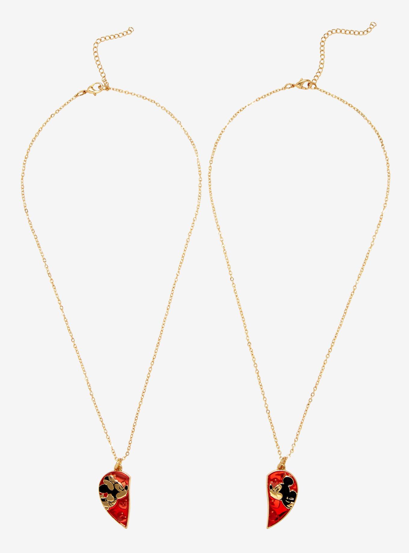 Disney Mickey Mouse & Minnie Mouse Kiss Best Friend Necklace Set, , alternate