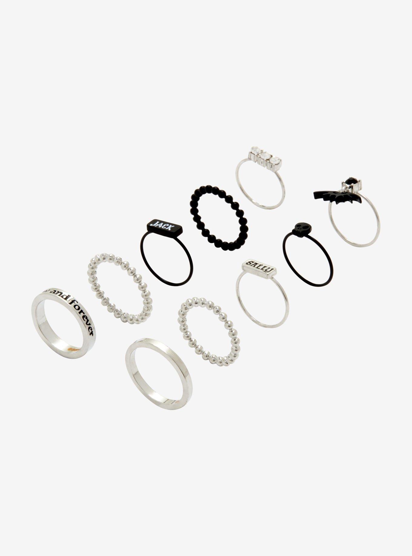 The Nightmare Before Christmas Dainty Jack & Sally Ring Set, , alternate