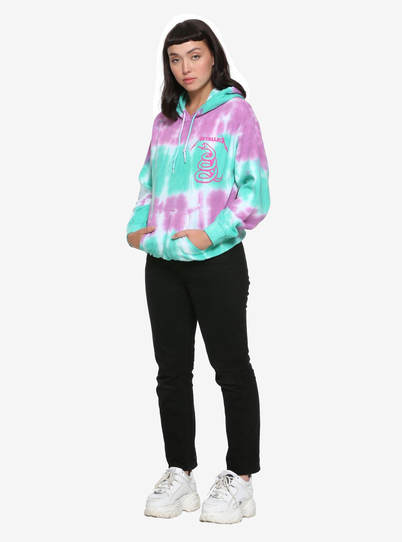 Metallica Neon Skulls '92 Tour Tie-Dye Girls Hoodie, MULTI, alternate