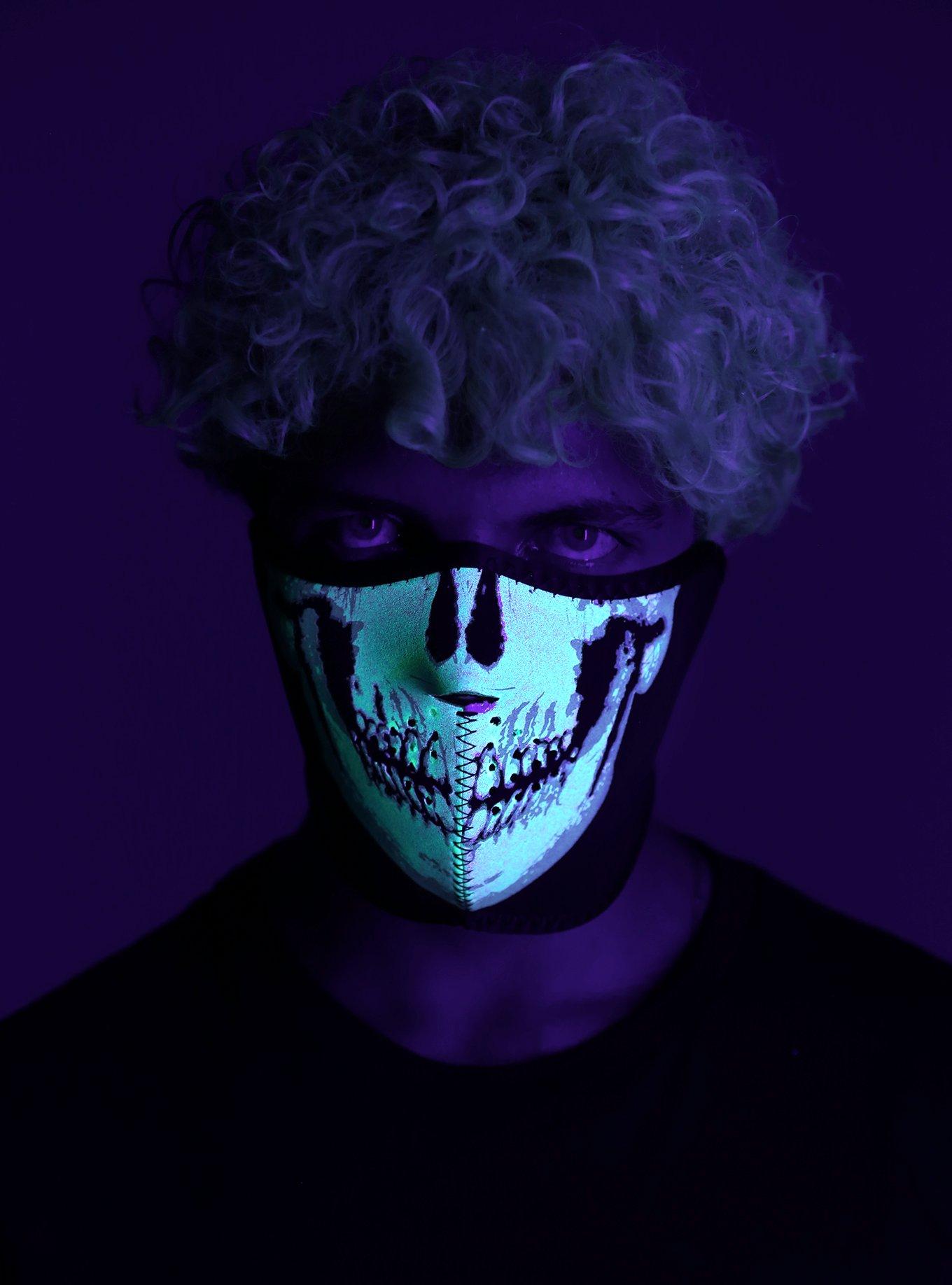 Skeleton Glow-In-The-Dark Neoprene Half Mask, , alternate