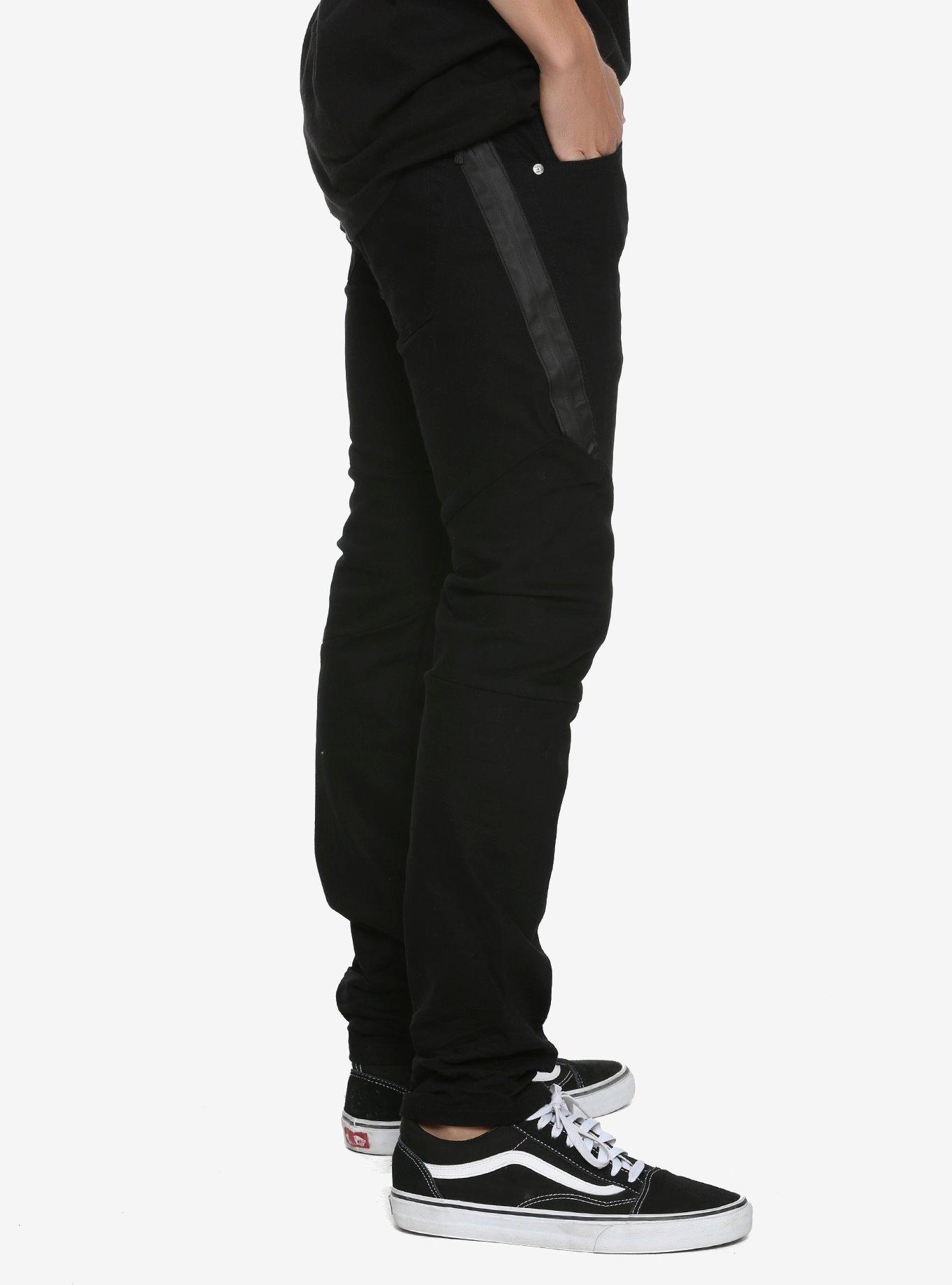 Raw X Zipper Black Moto Skinny Jeans, , alternate