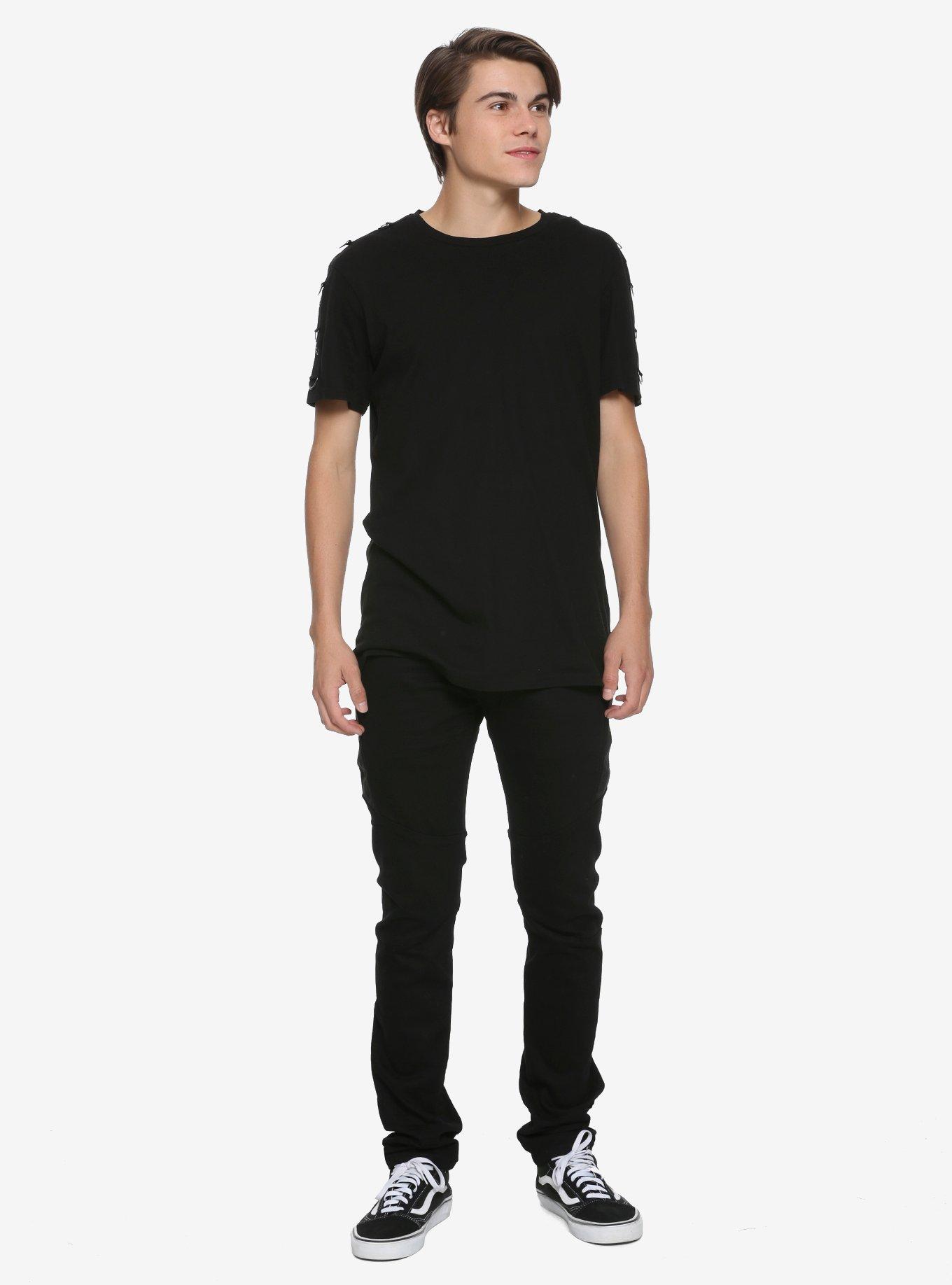 Raw X Zipper Black Moto Skinny Jeans, , alternate