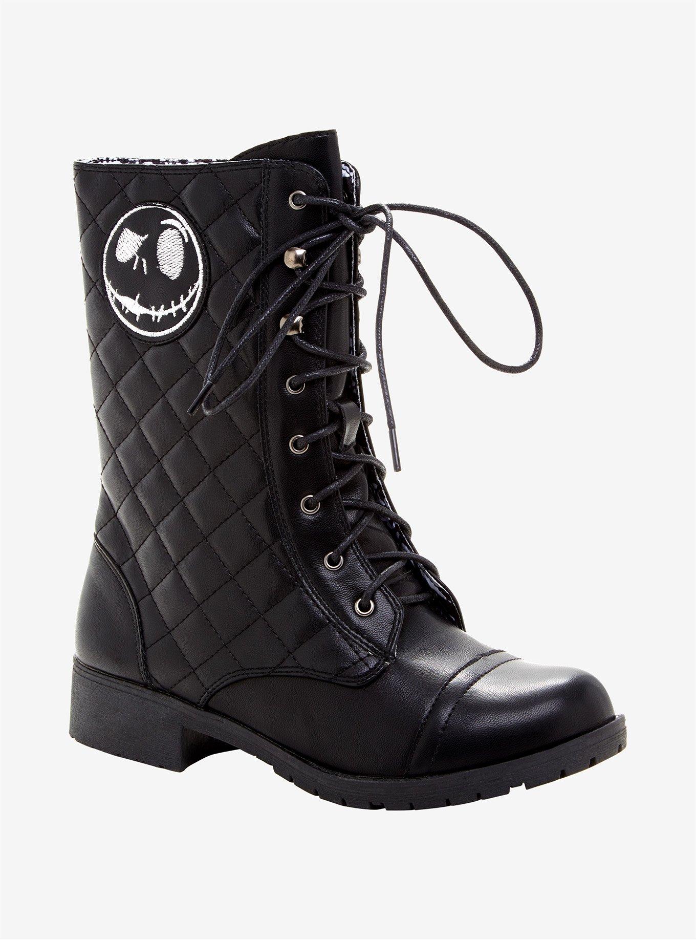 The Nightmare Before Christmas Jack Head Quilted Combat Boots, , alternate