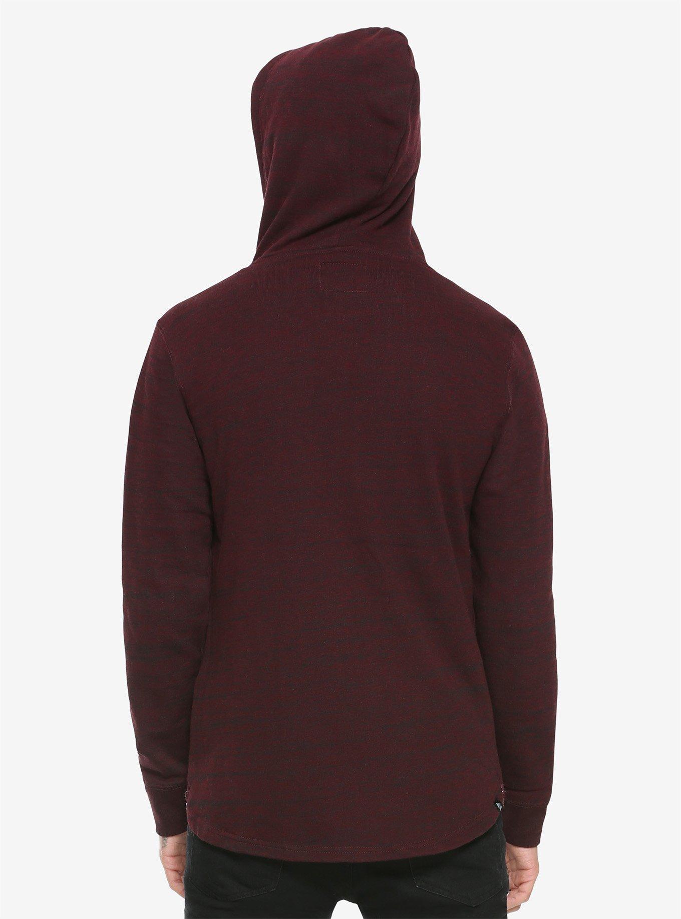 Burgundy Zip Front & Sides Hoodie, , alternate