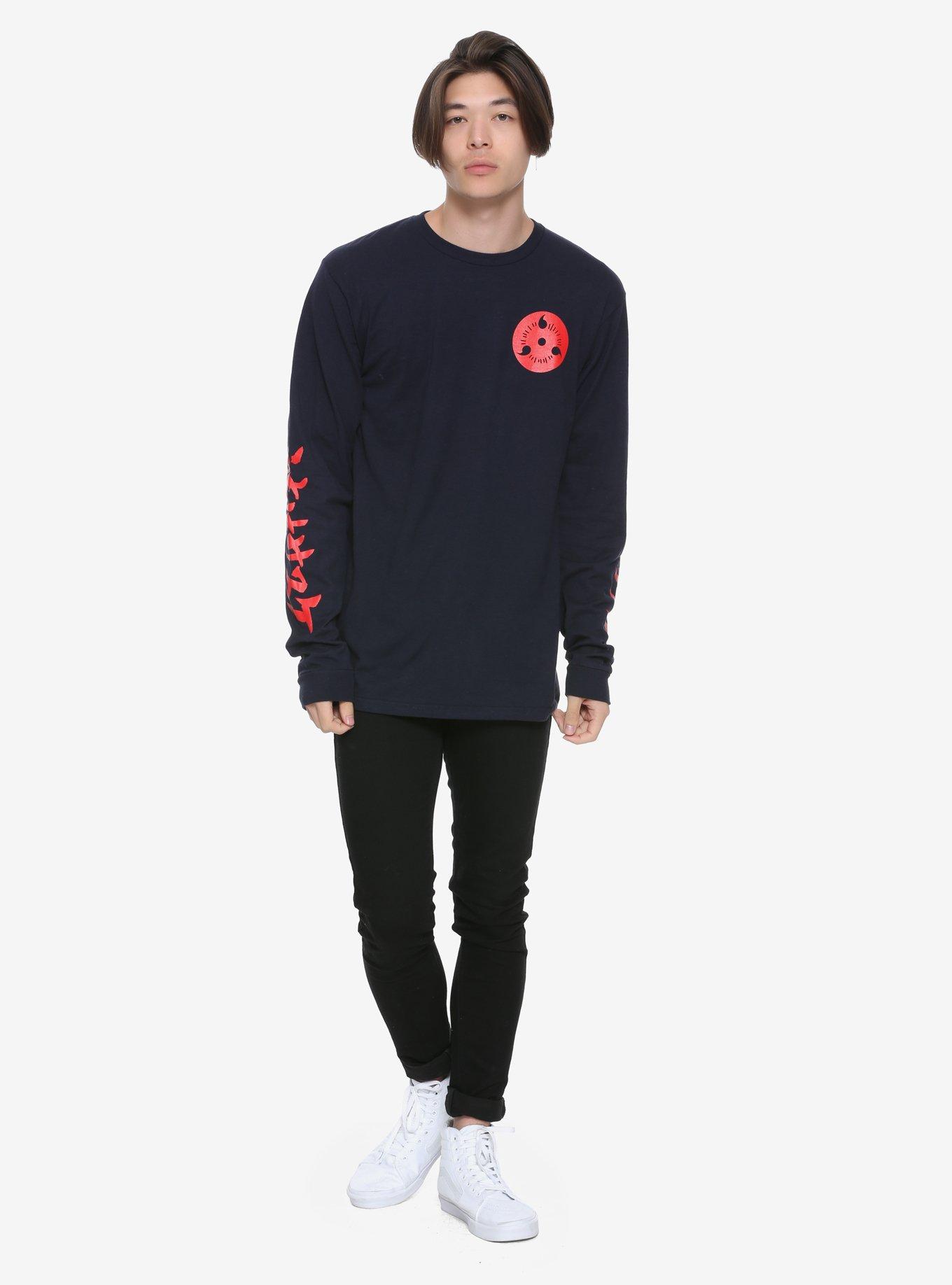 Naruto Shippuden Sasuke Long-Sleeve T-Shirt Hot Topic Exclusive, NAVY, alternate