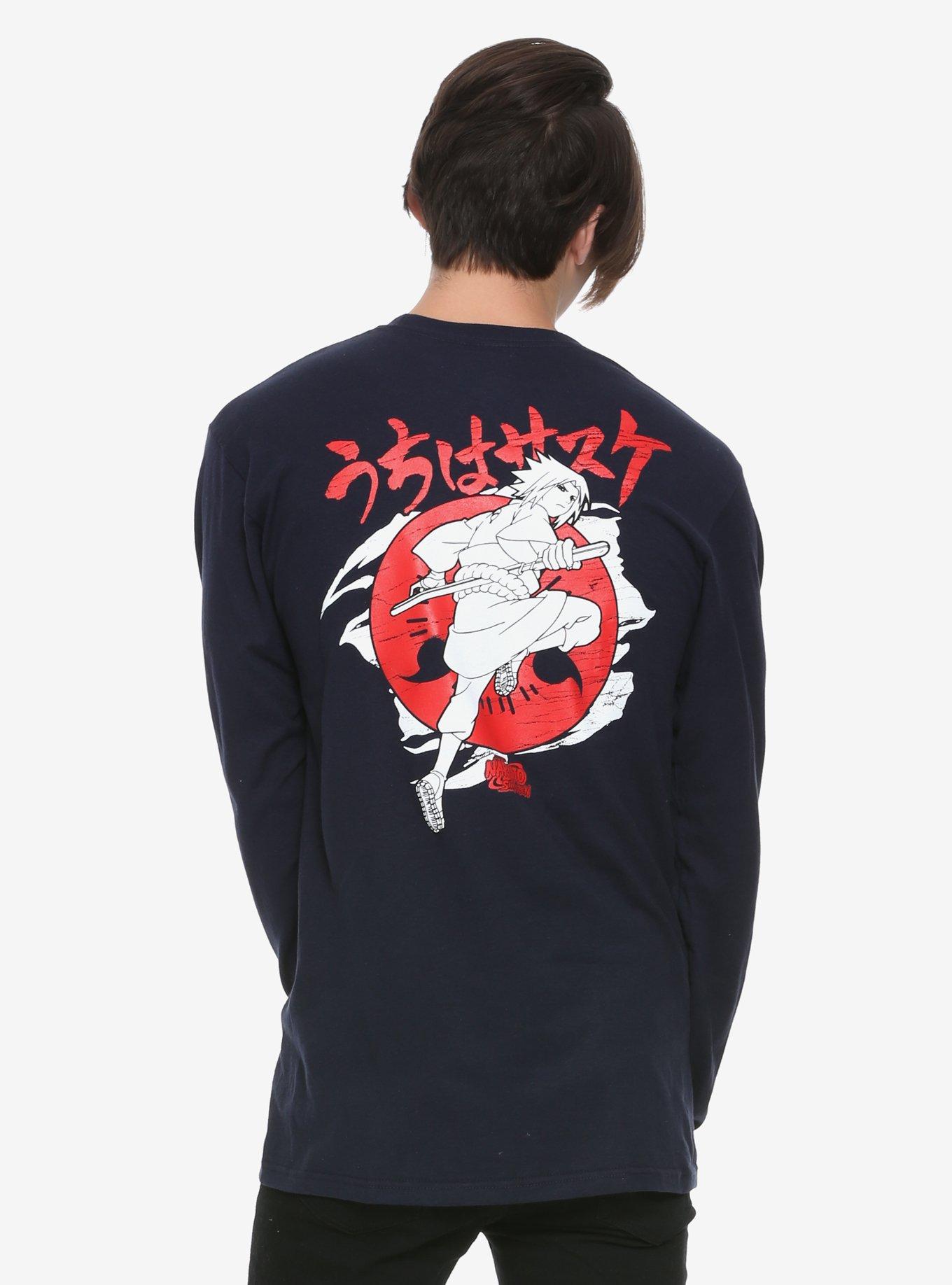 Naruto Shippuden Sasuke Long-Sleeve T-Shirt Hot Topic Exclusive, NAVY, alternate