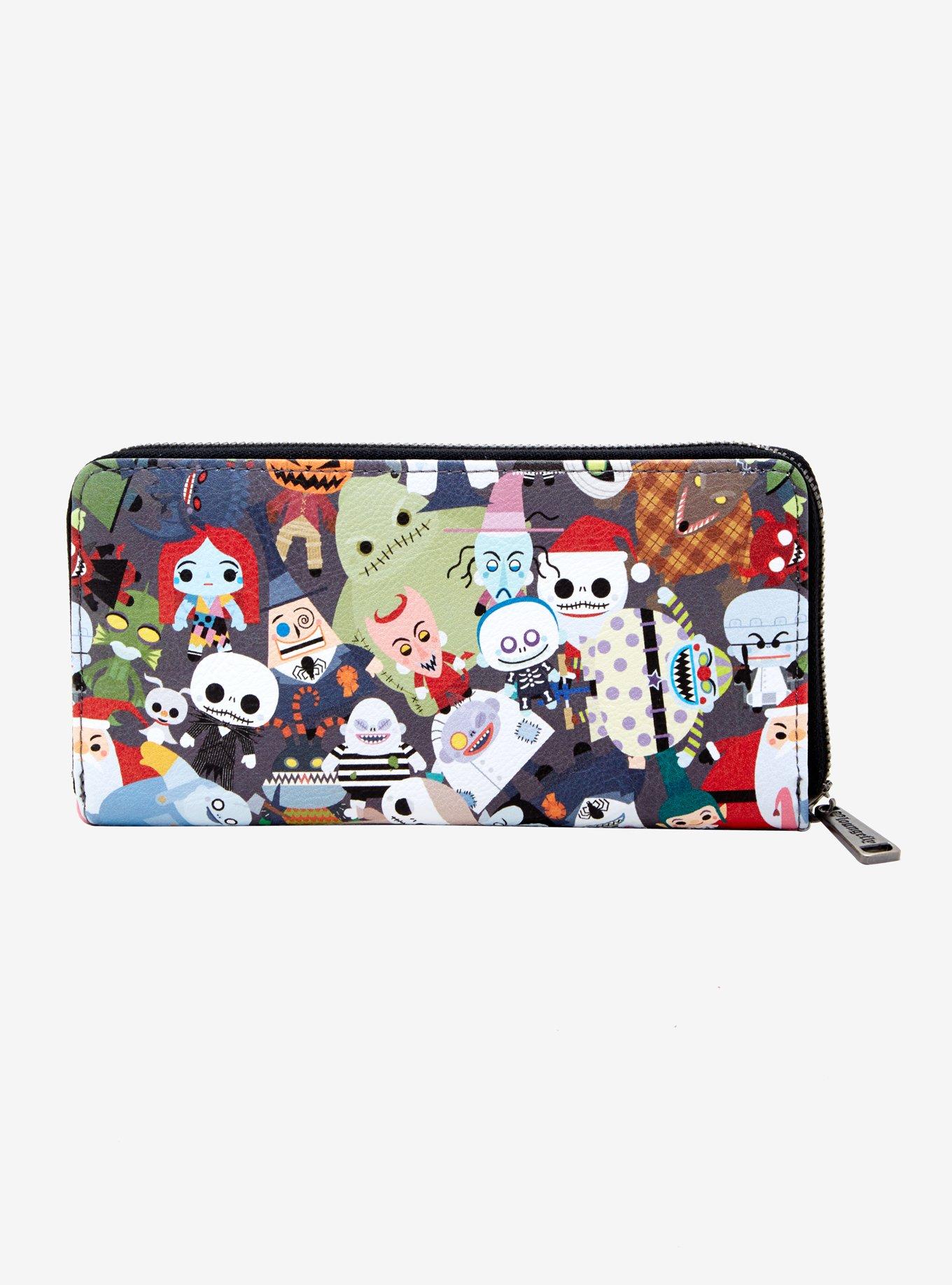 Loungefly The Nightmare Before Christmas Chibi Character Toss Print Zip Wallet, , alternate